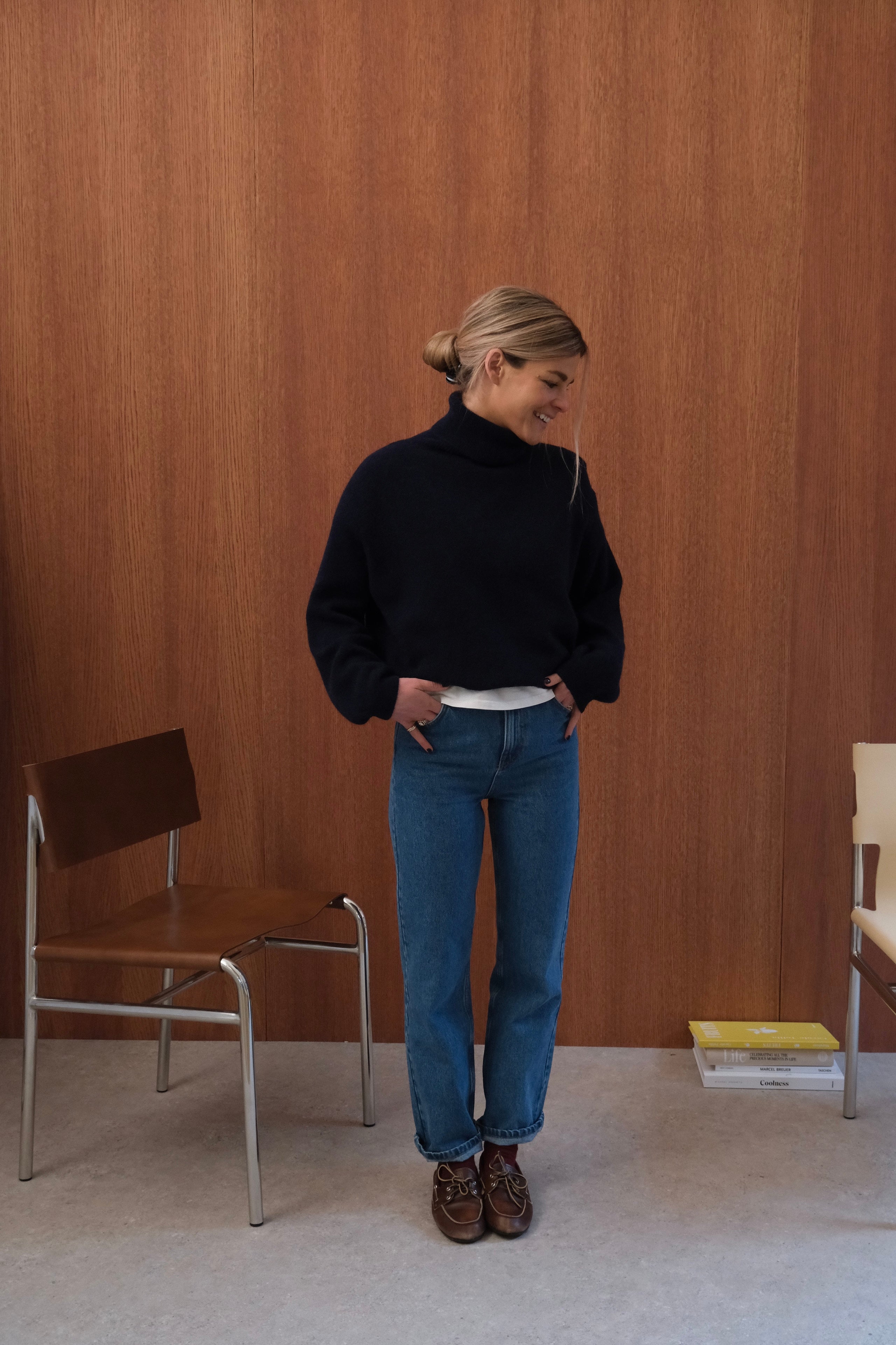 Pull Félix col roulé marine