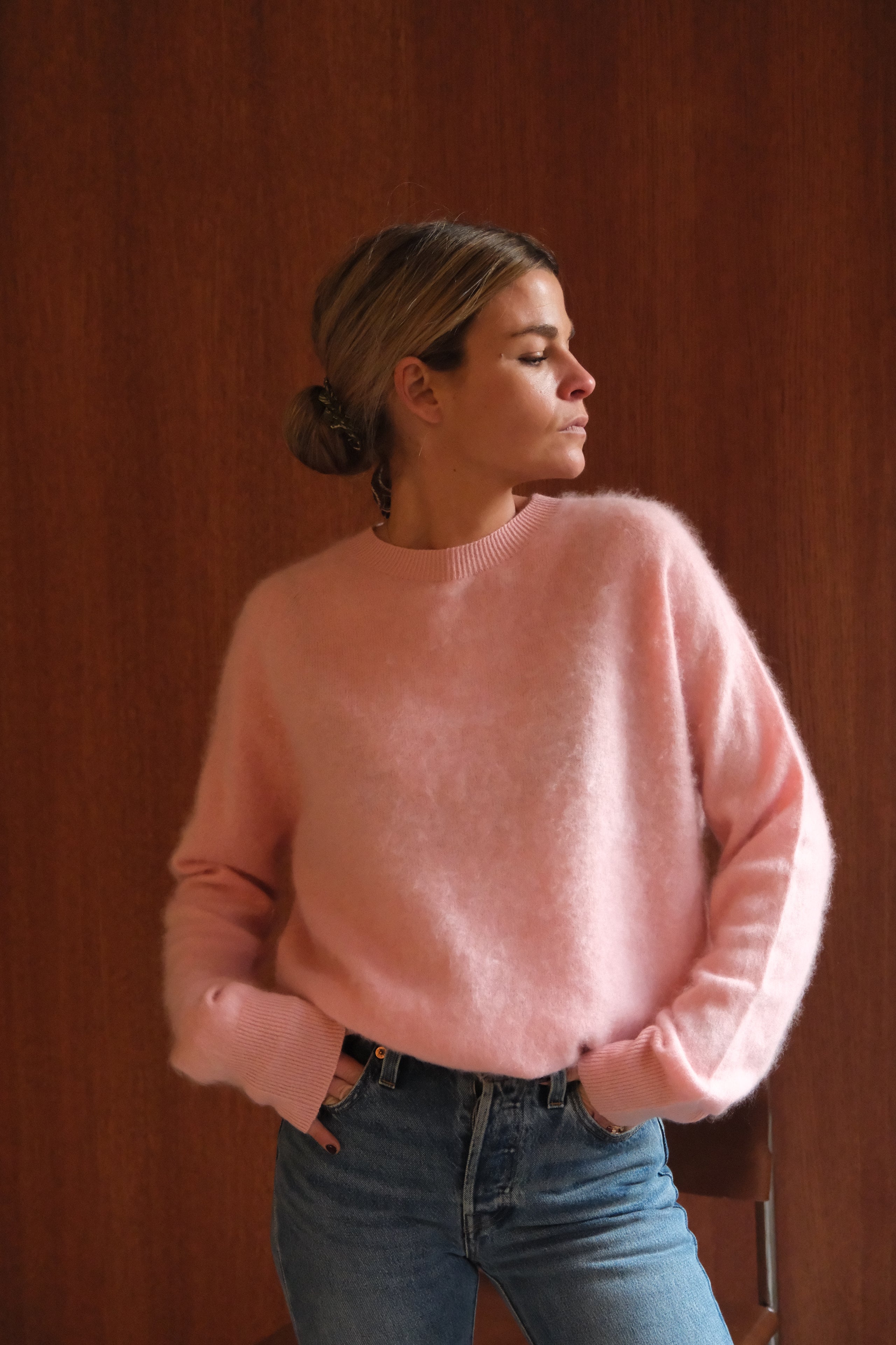 Pull Augustin laine rose