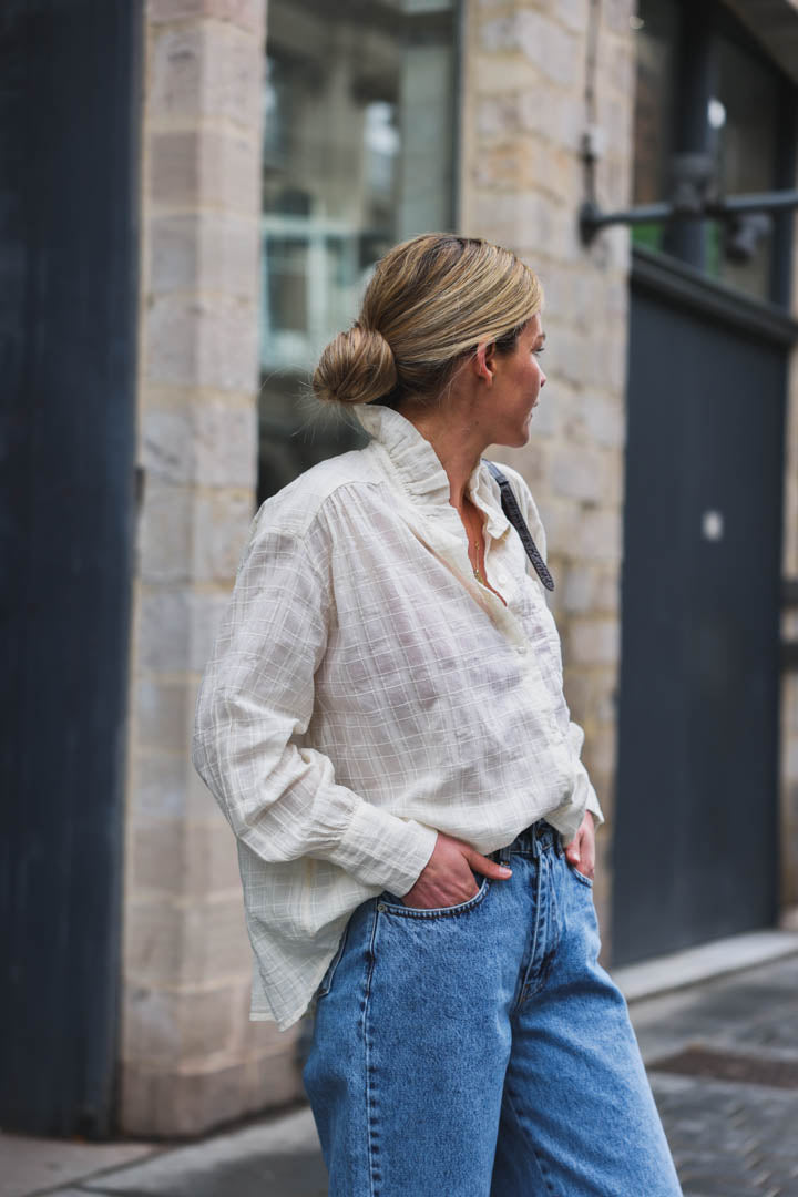 Aliénor ecru checked shirt