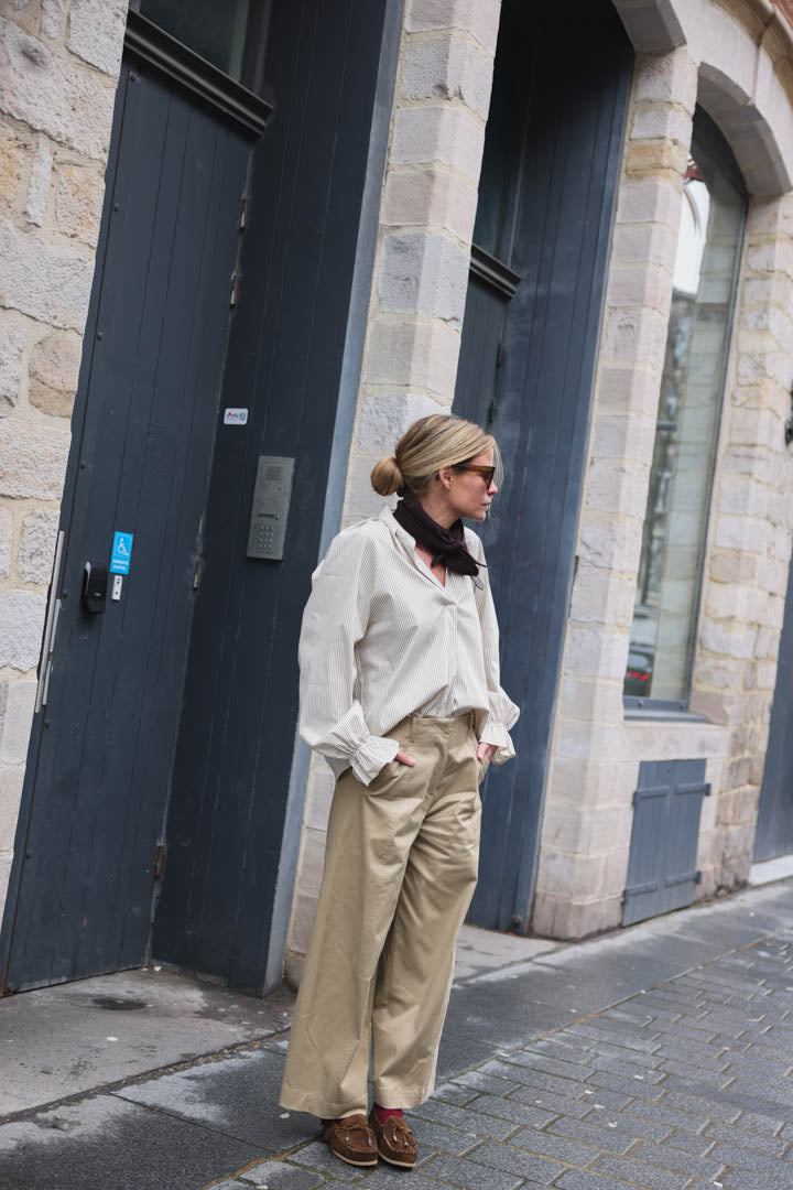 Pantalon Louis barrel beige