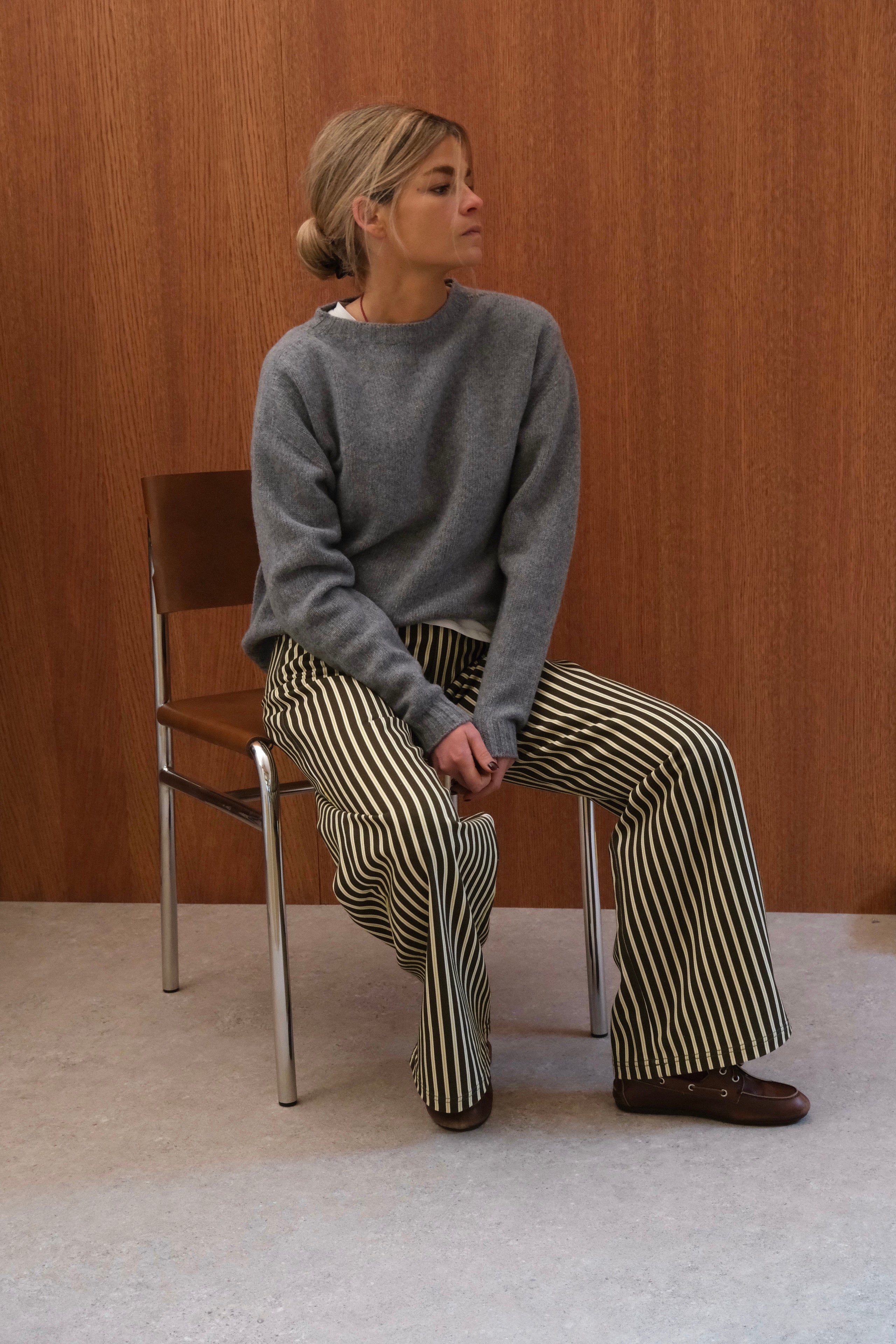 Pantalon Philibert rayé kaki