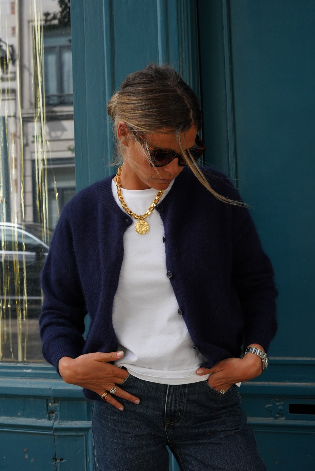 Gilet Ernest angora marine