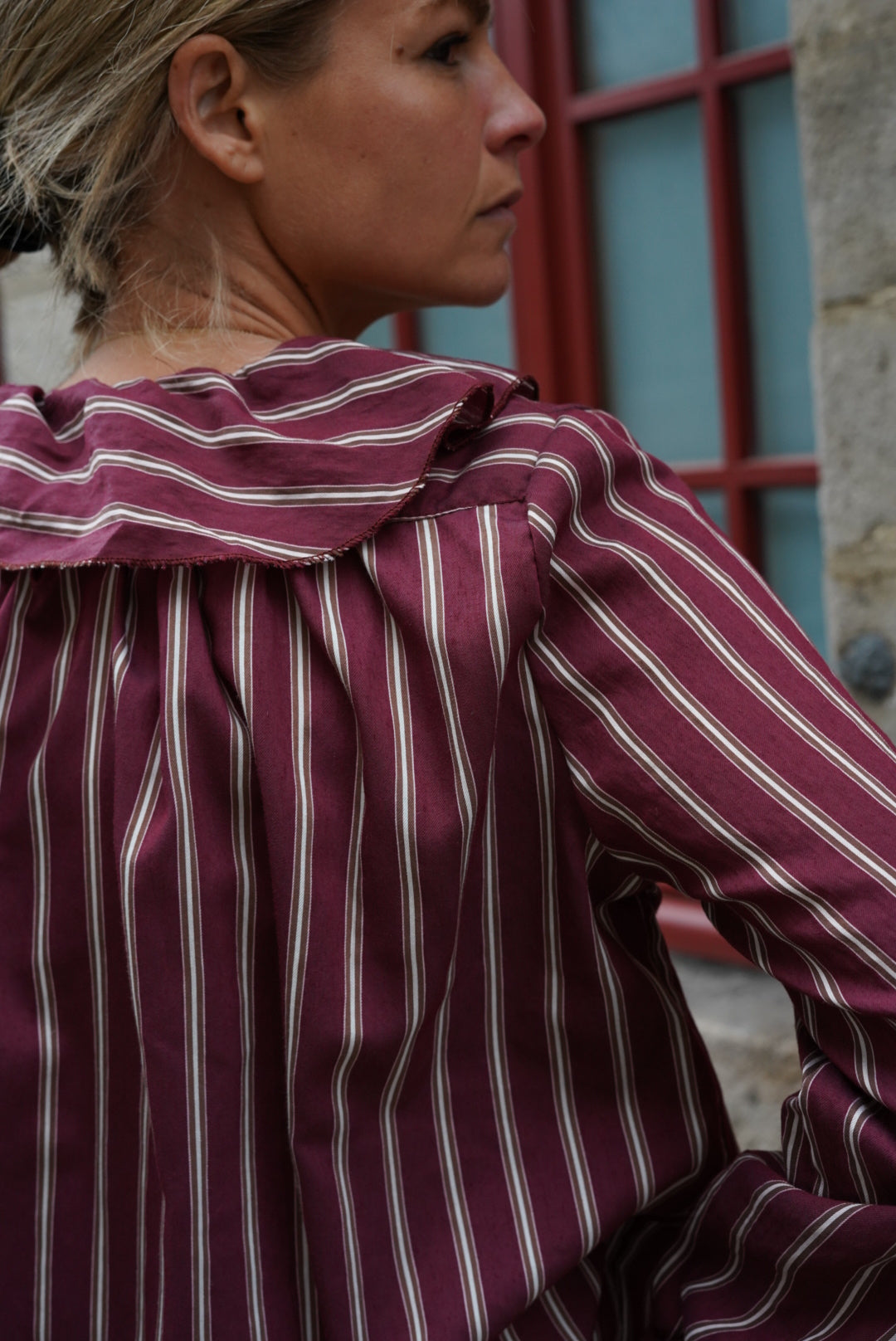 Blouse Olympe rayure bordeaux