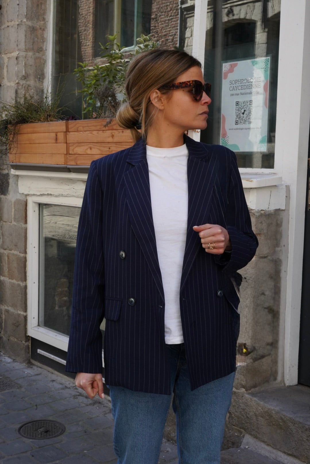 Blazer Valentin rayé marine