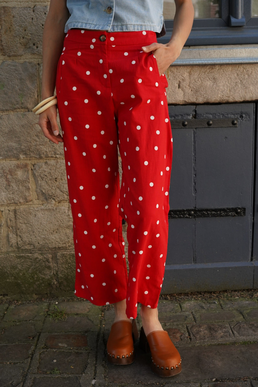 Pantalon Constant pois rouge