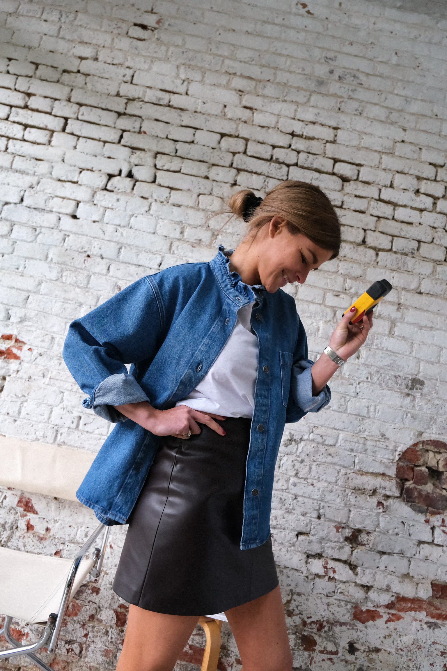 Jupe AMBRE similicuir chocolat