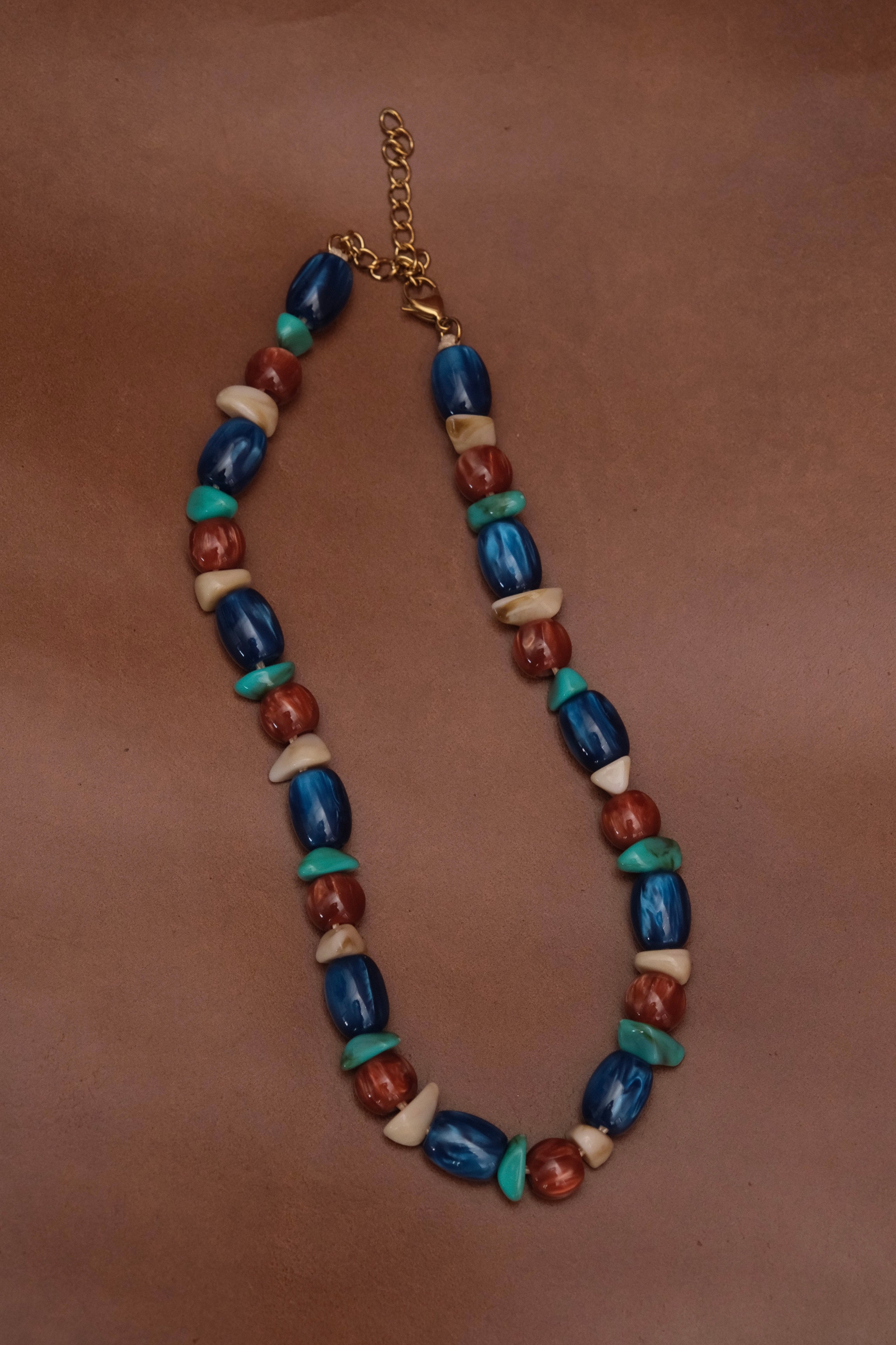 Collier grosses perles bleu