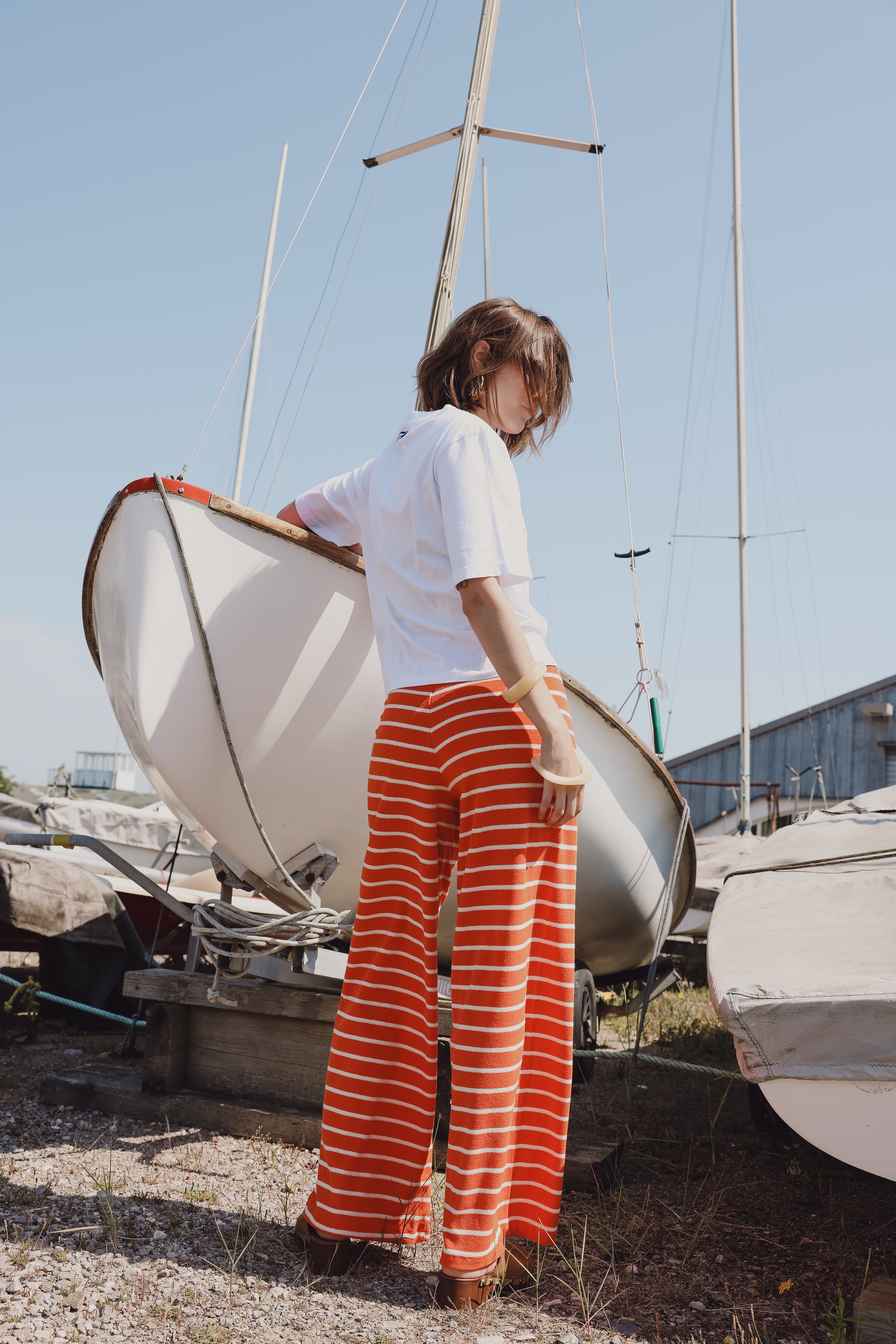 MARCUS orange terry cloth pants