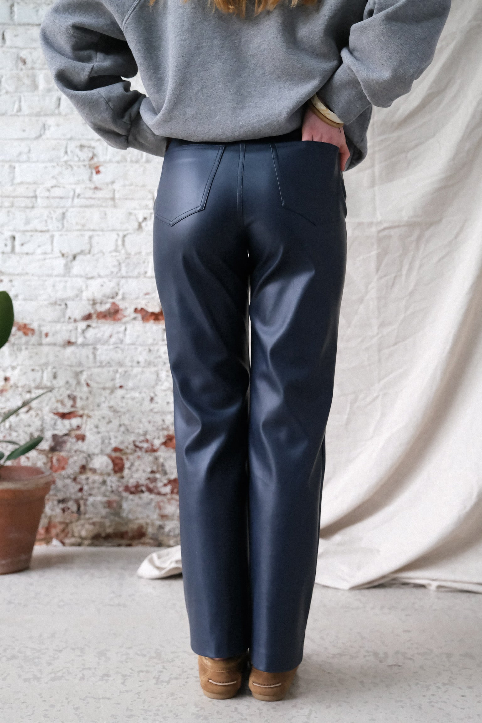 Pantalon CHARLES similicuir marine