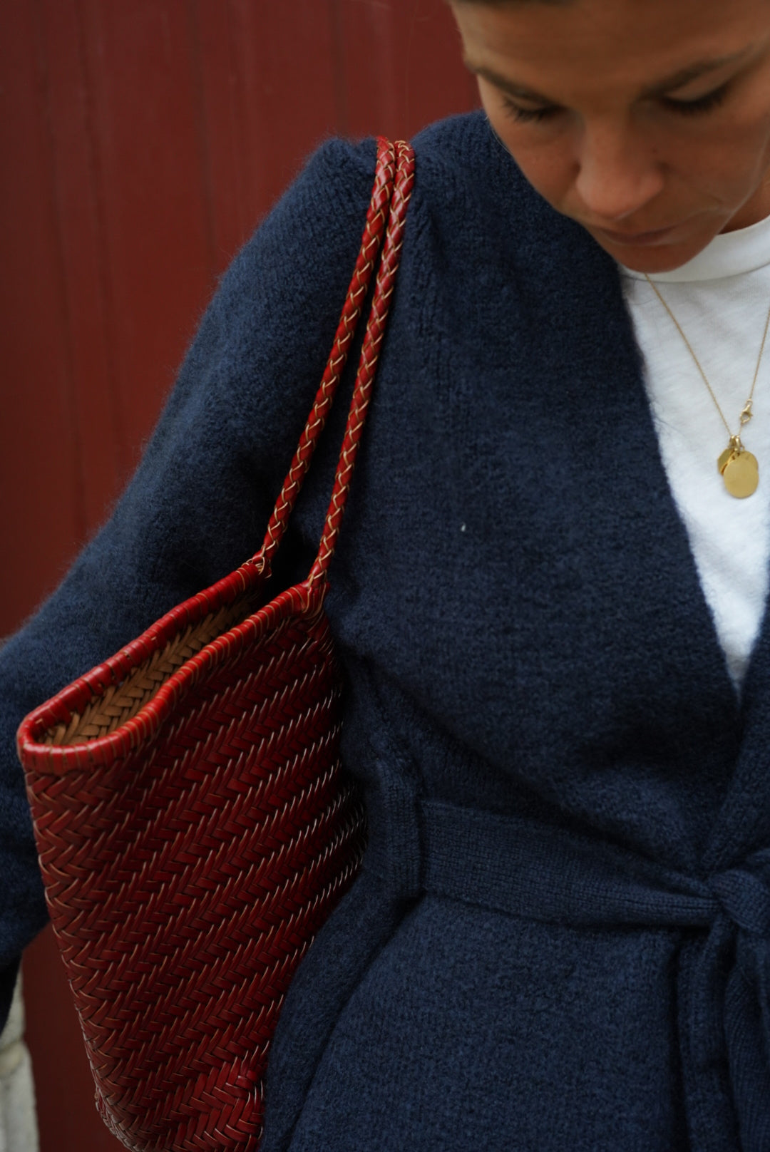 Sac tressé bordeaux