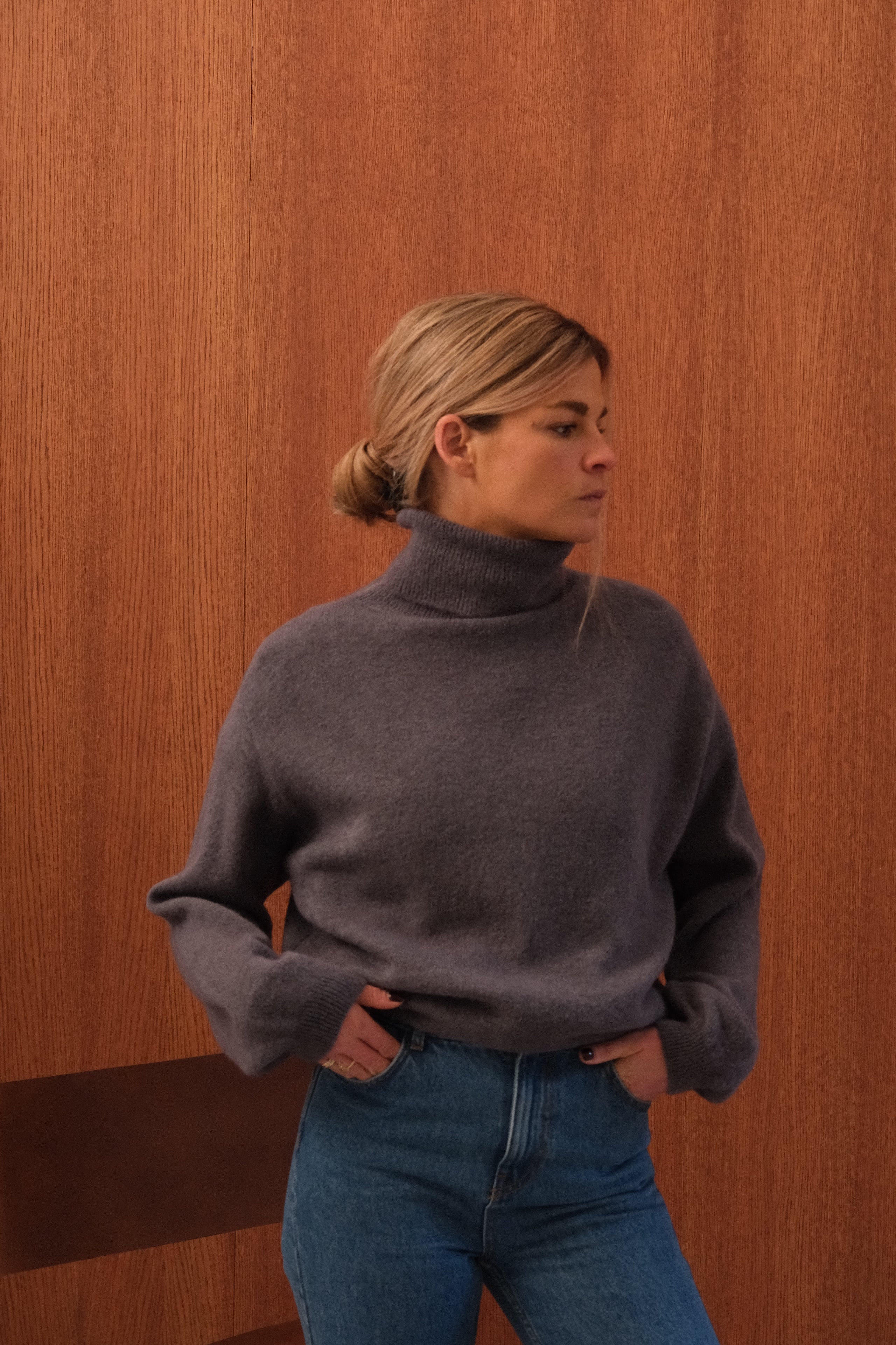 Pull Félix col roulé gris