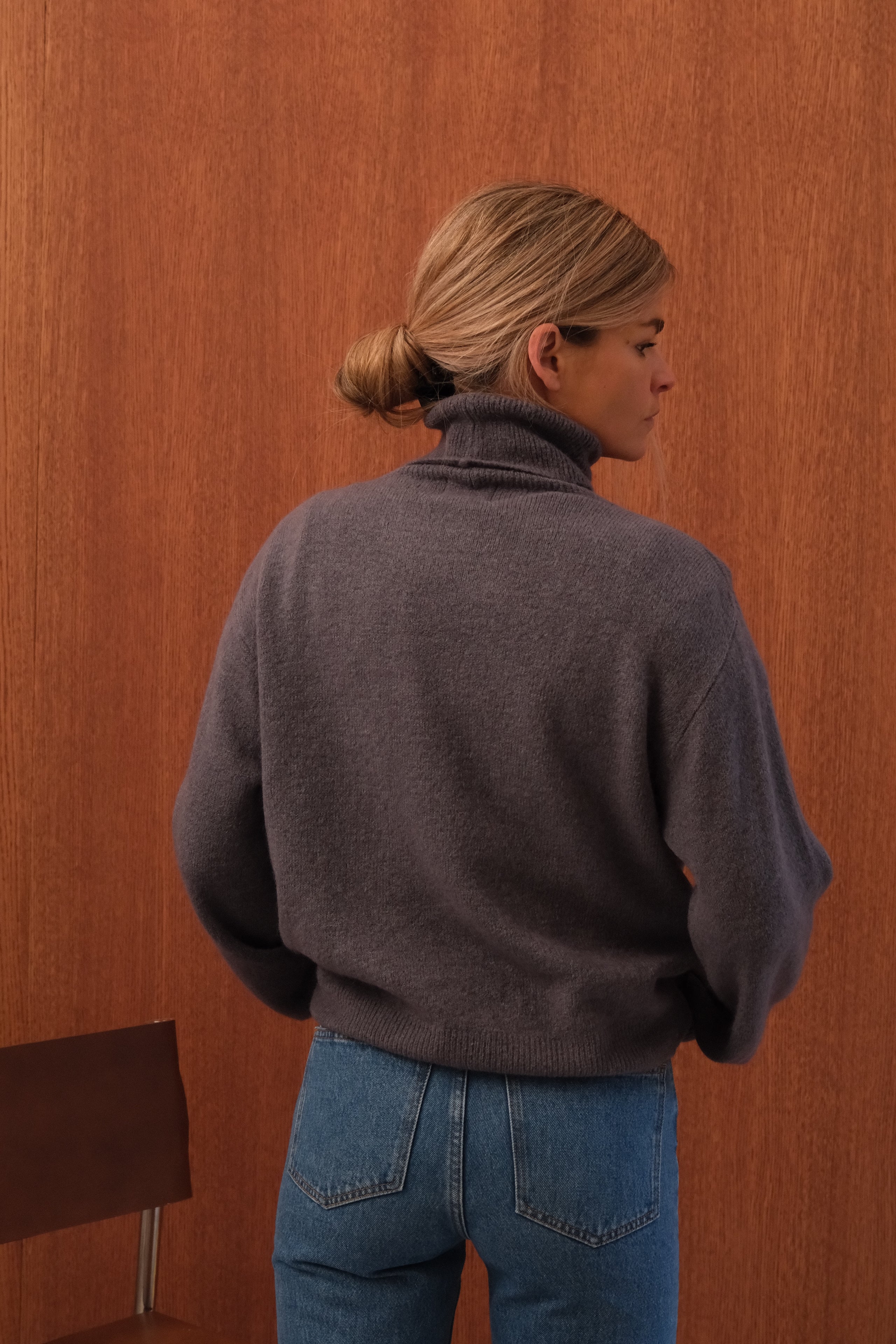 Pull Félix col roulé gris