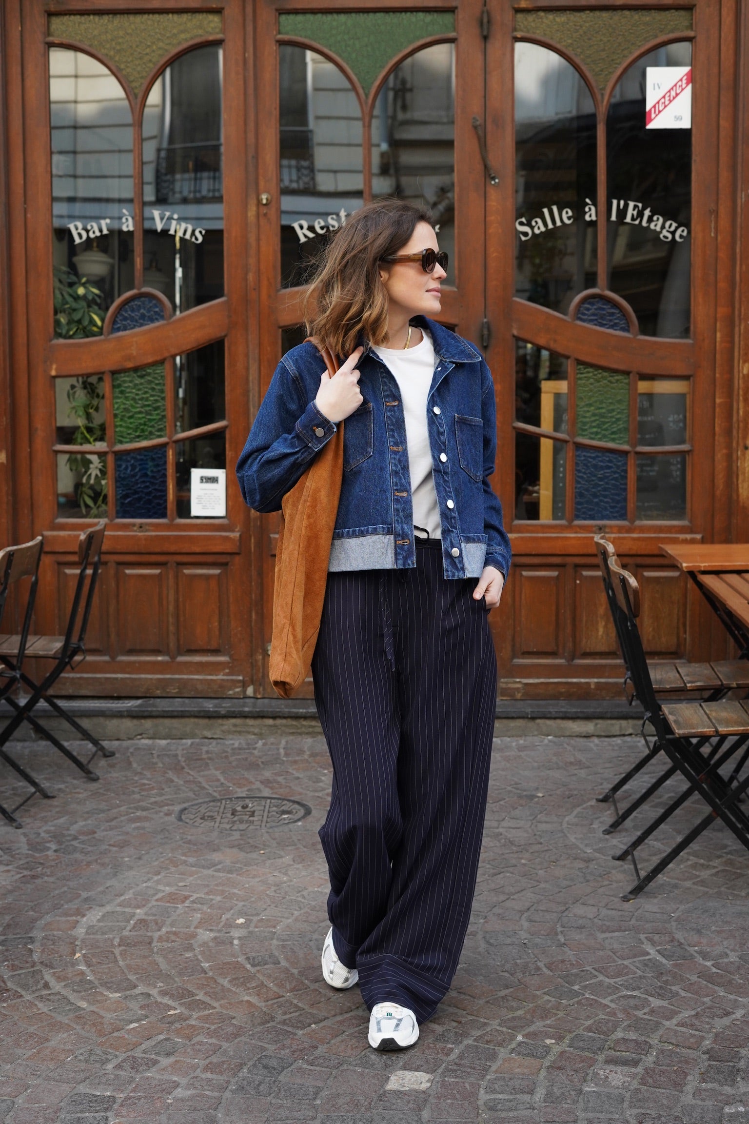 Pantalon Axel fine rayure marine