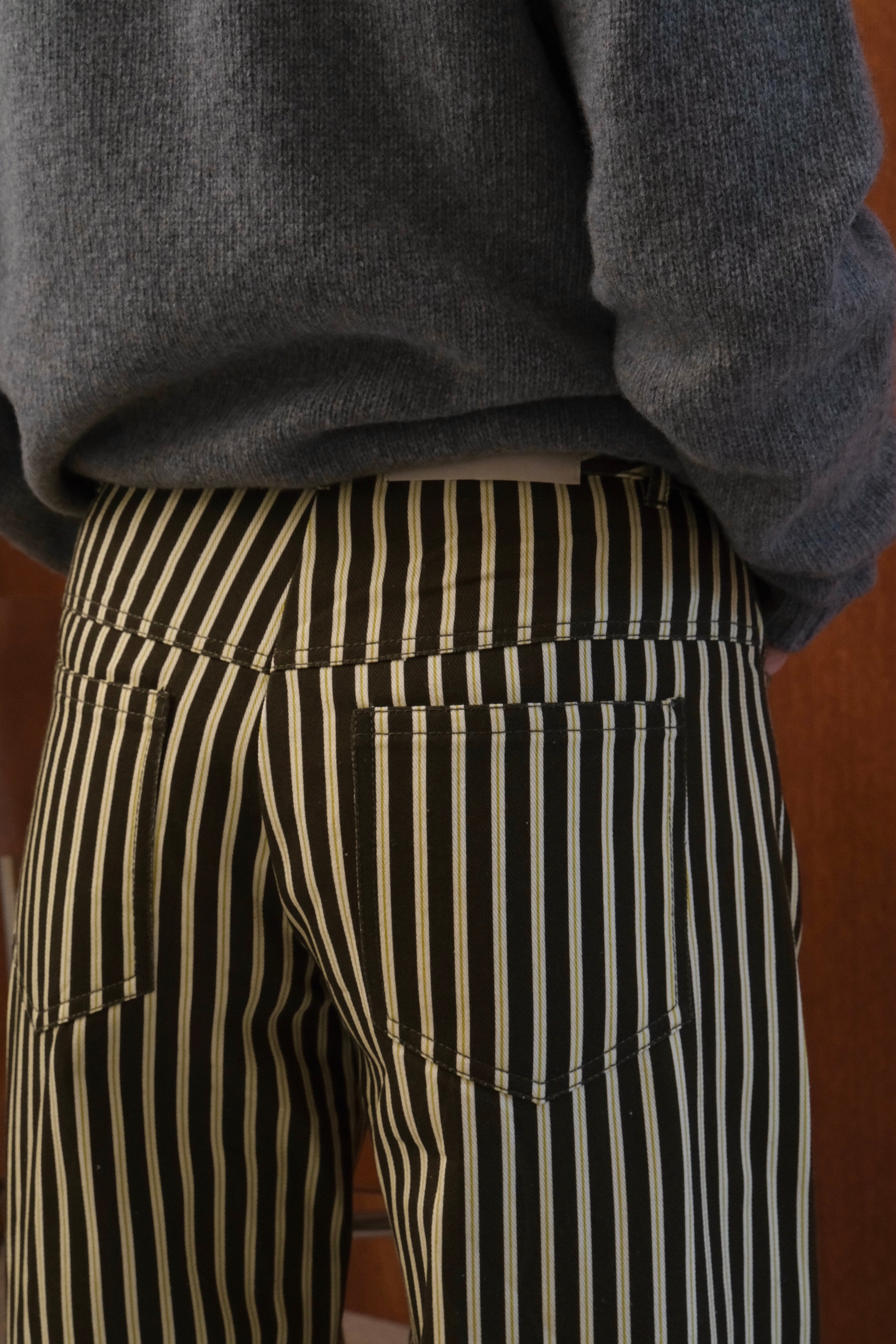 Pantalon Philibert rayé kaki