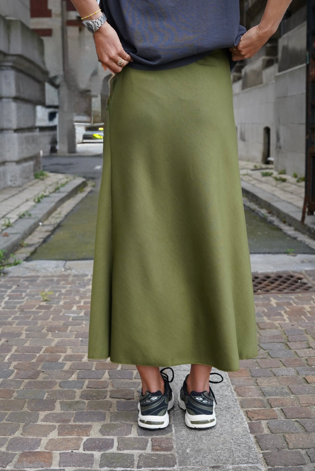 Jupe longue Alexandra kaki