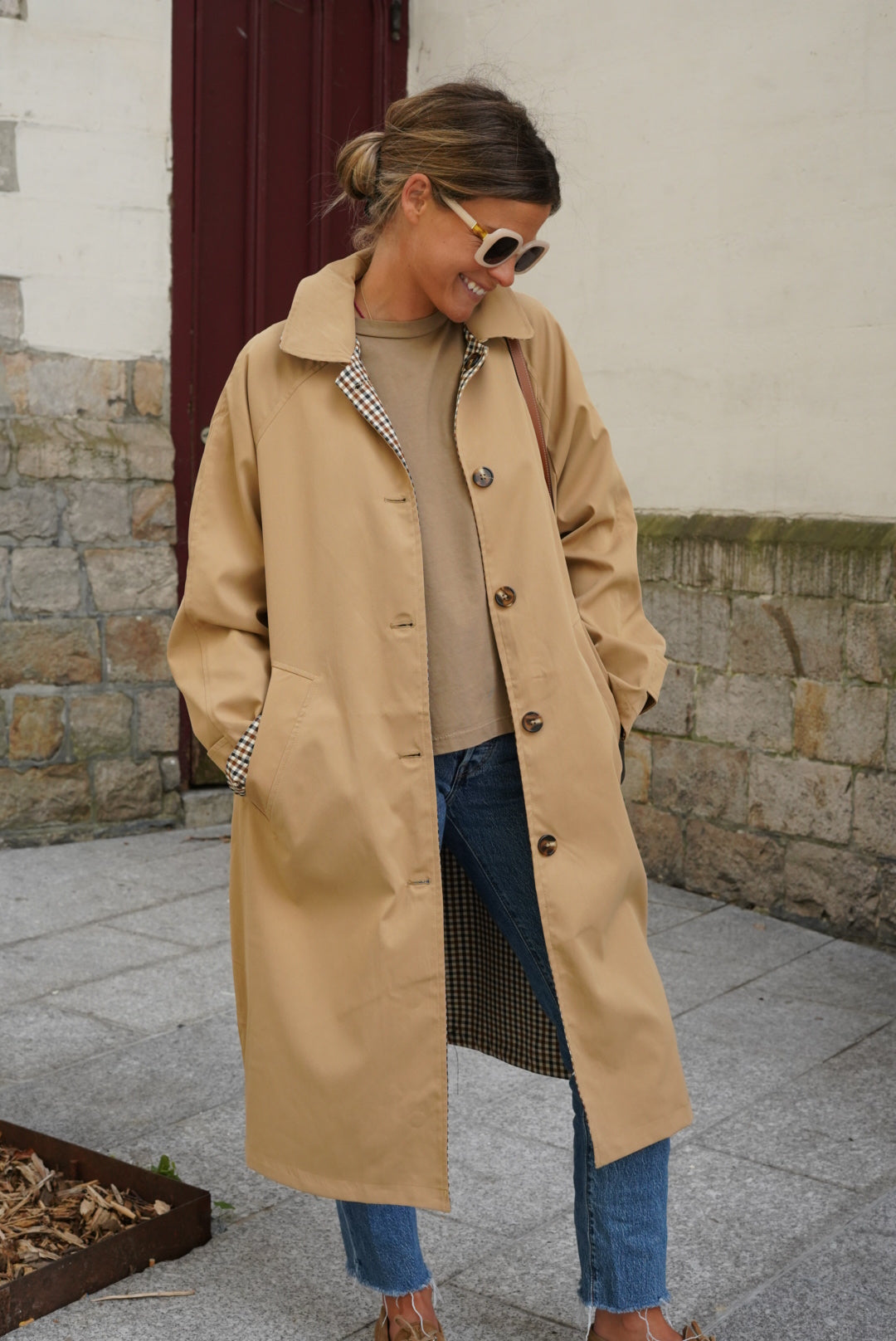 Trench Amaury réversible beige/vichy