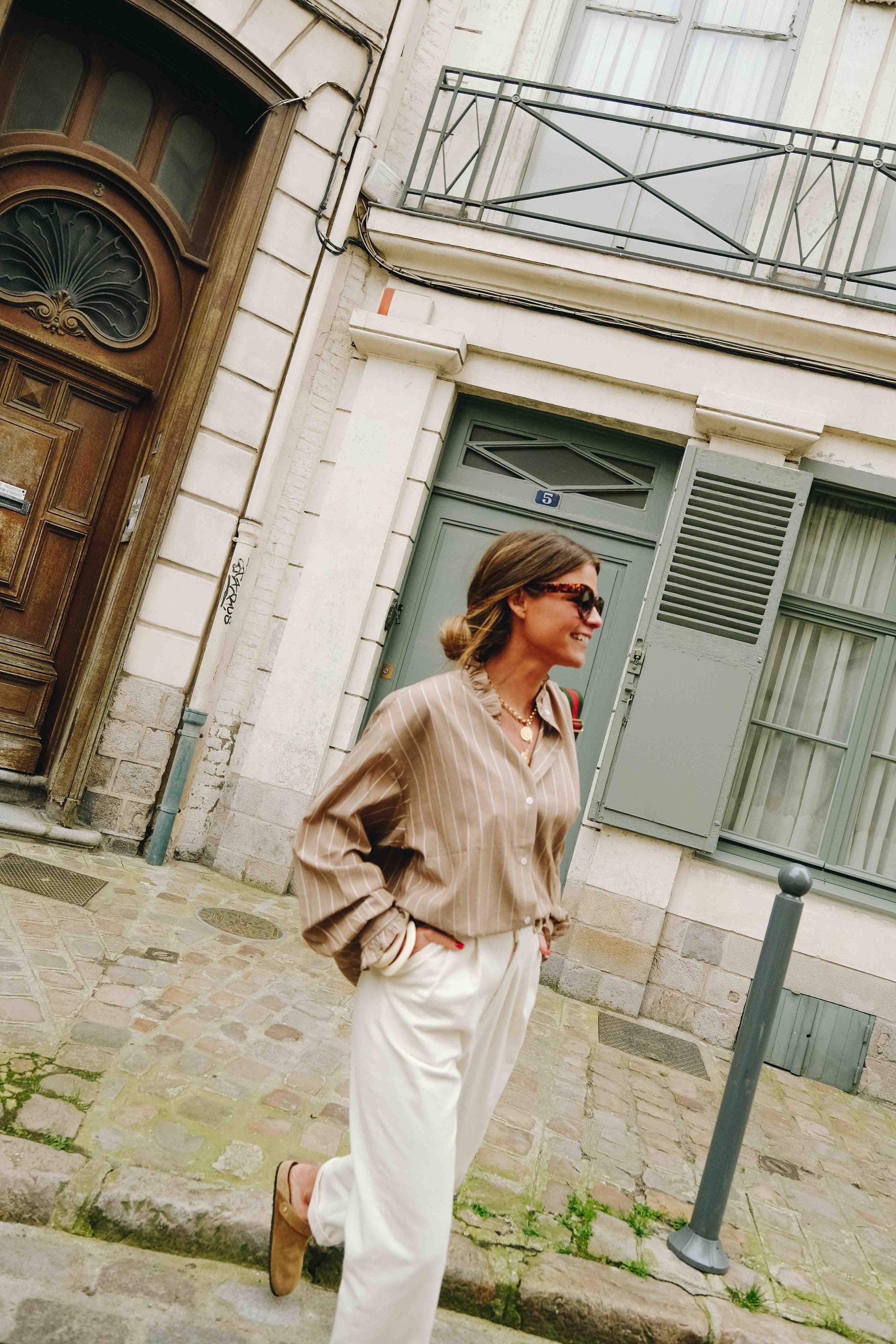 Blouse GARANCE rayure camel/beige