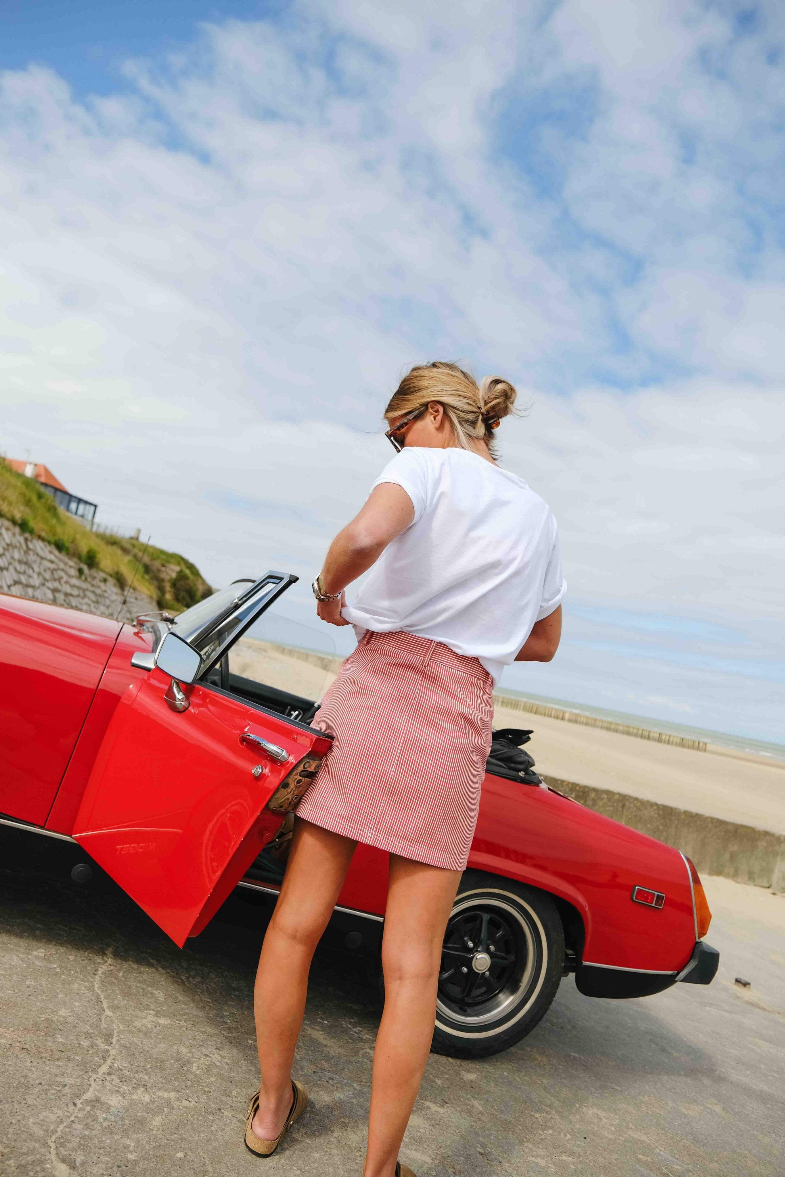 Jupe SUZANNE rayure rouge