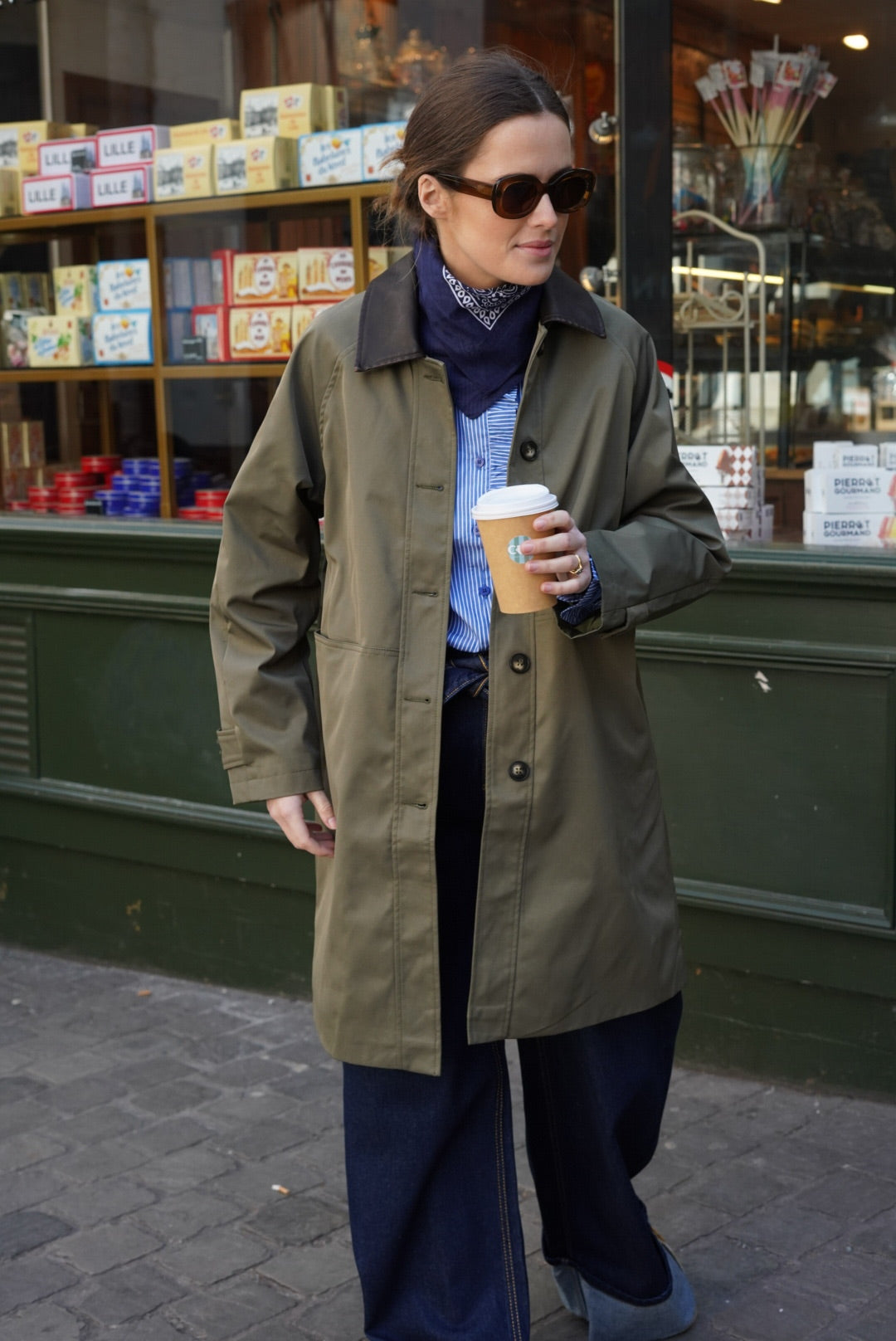 Veste Emma mi-longue kaki