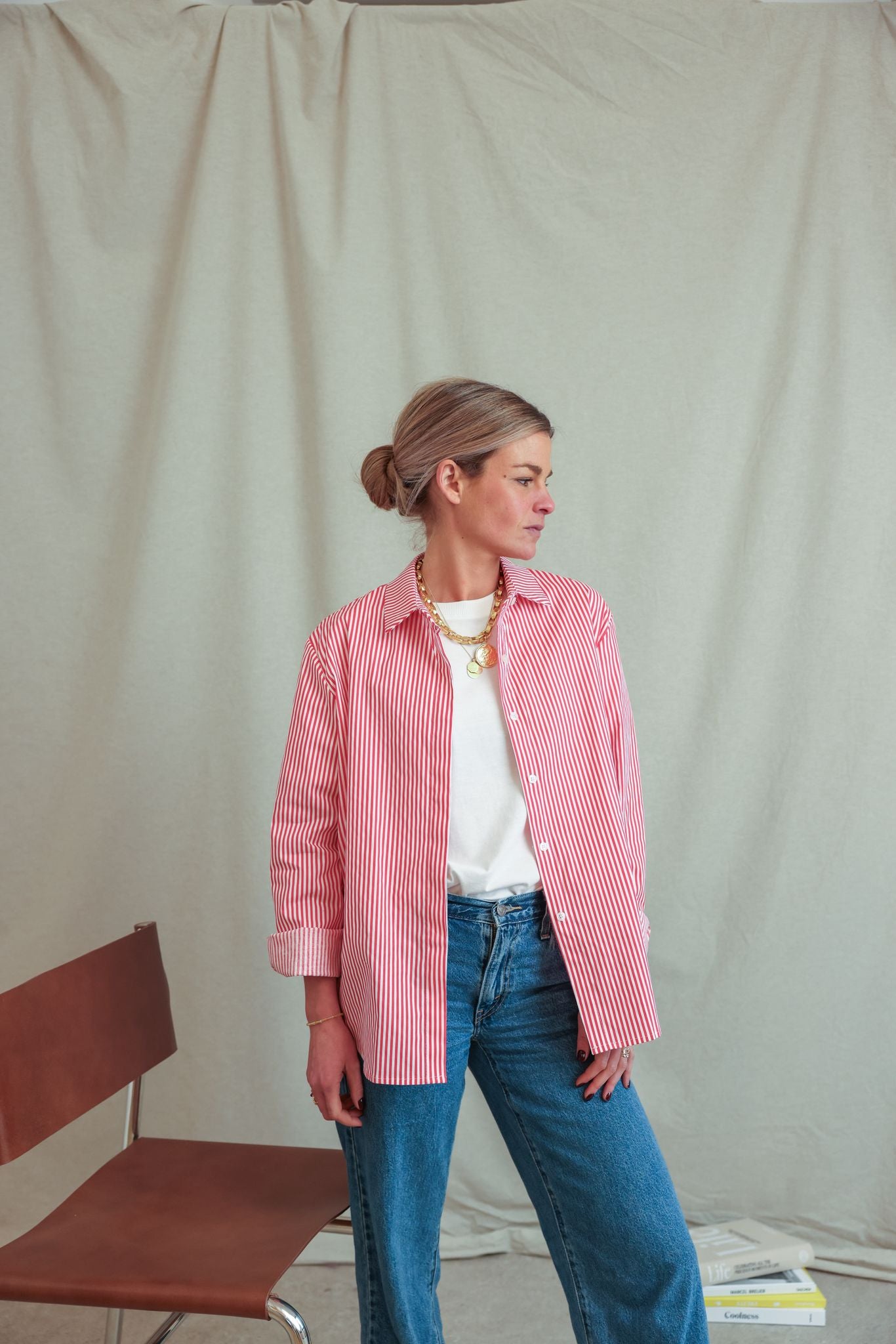 Chemise Lucie rayure rouge