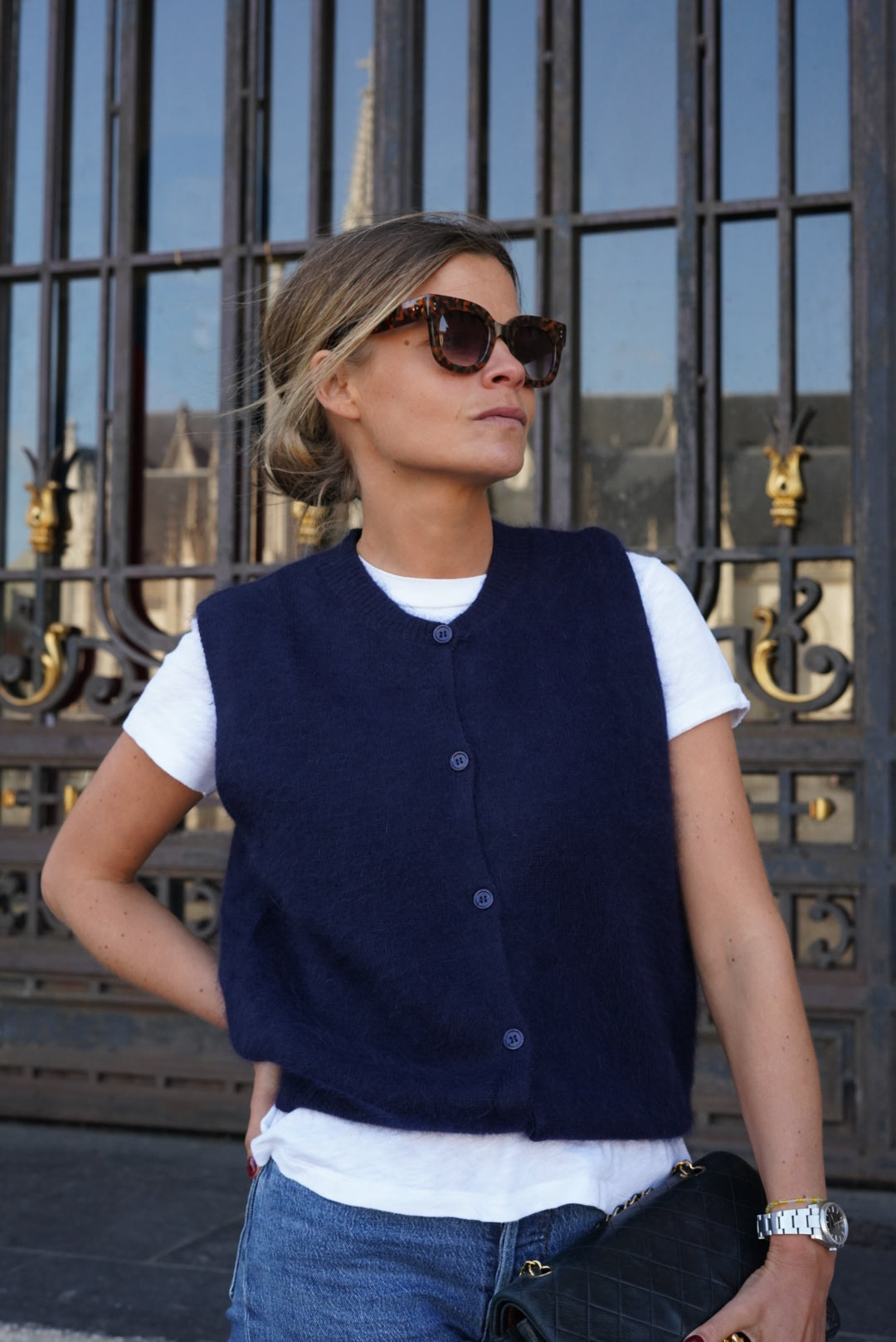 Gilet sans manche Raphaël angora marine