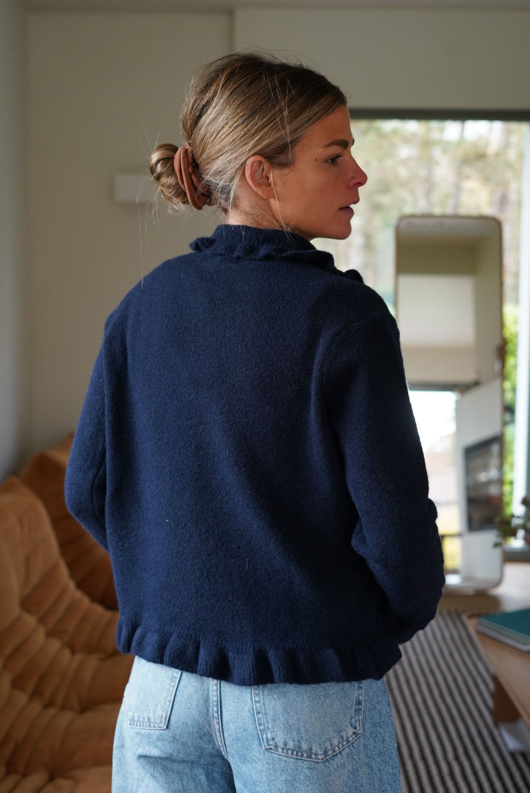 Gilet Paco col froufrou marine