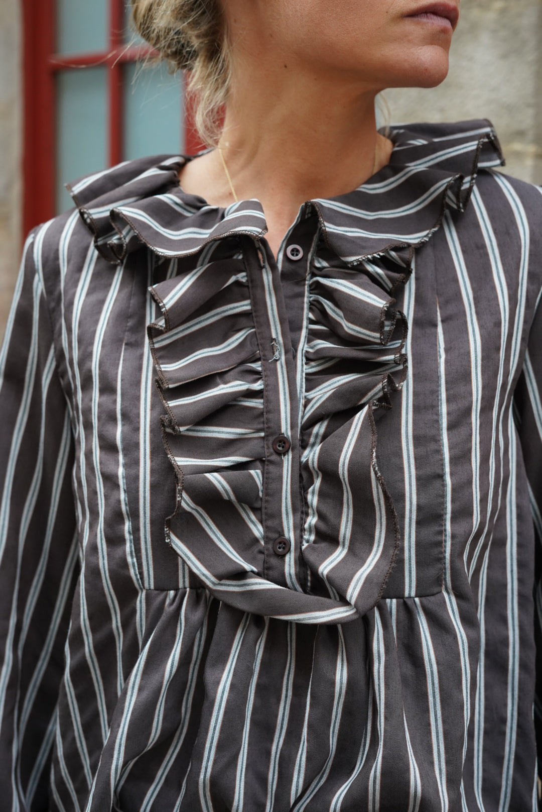 Blouse Olympe rayure chocolat