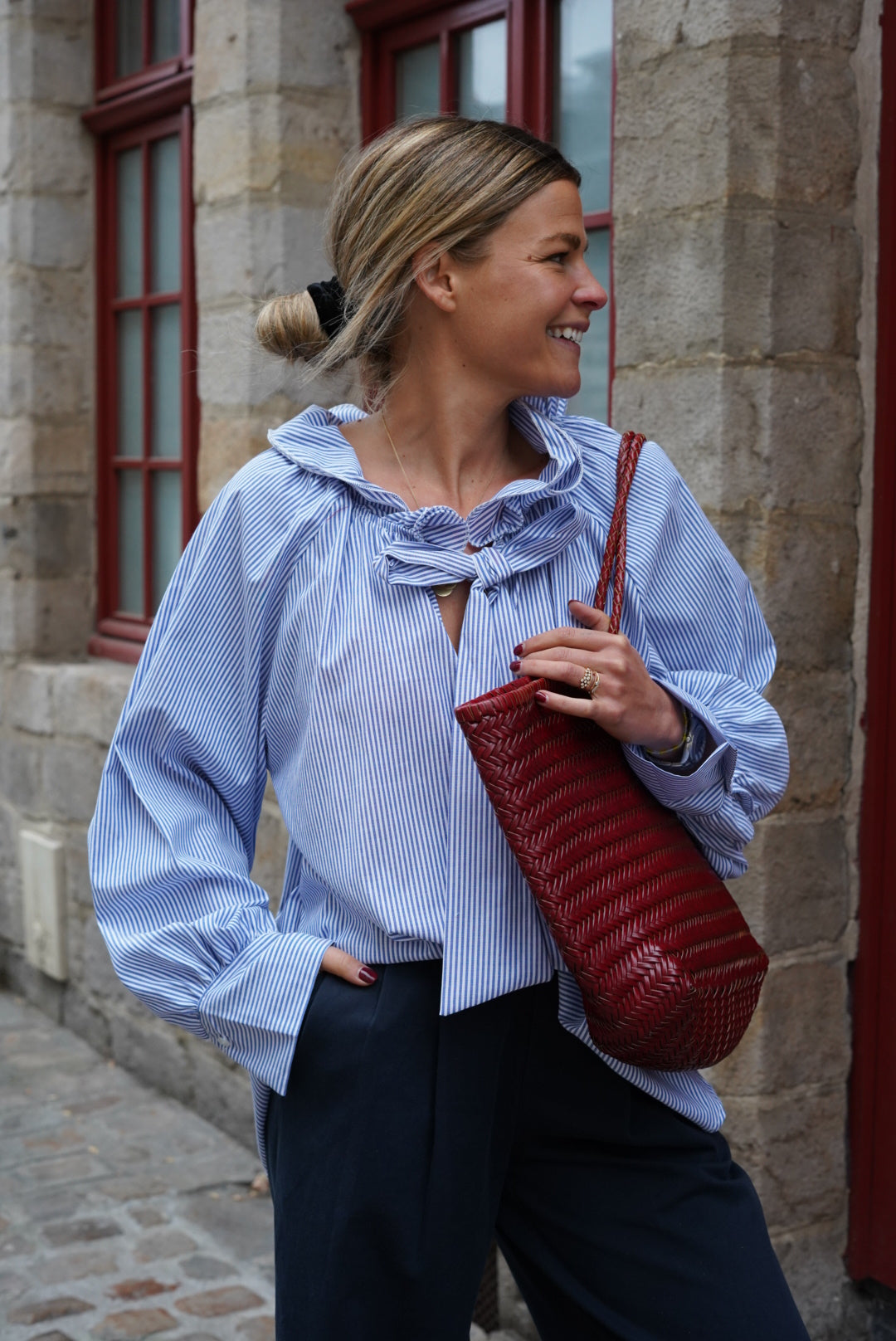 Sac tressé bordeaux