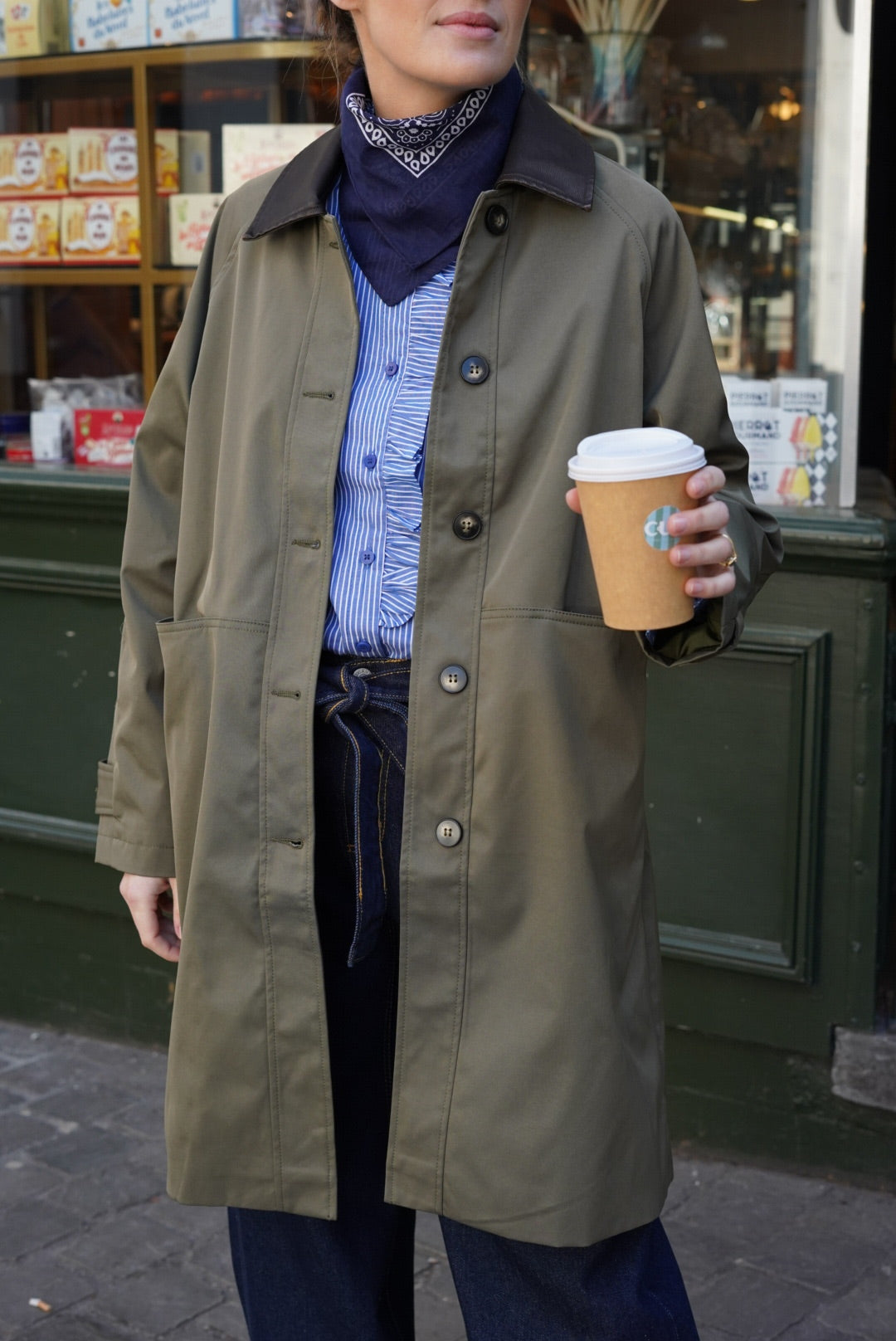 Veste Emma mi-longue kaki