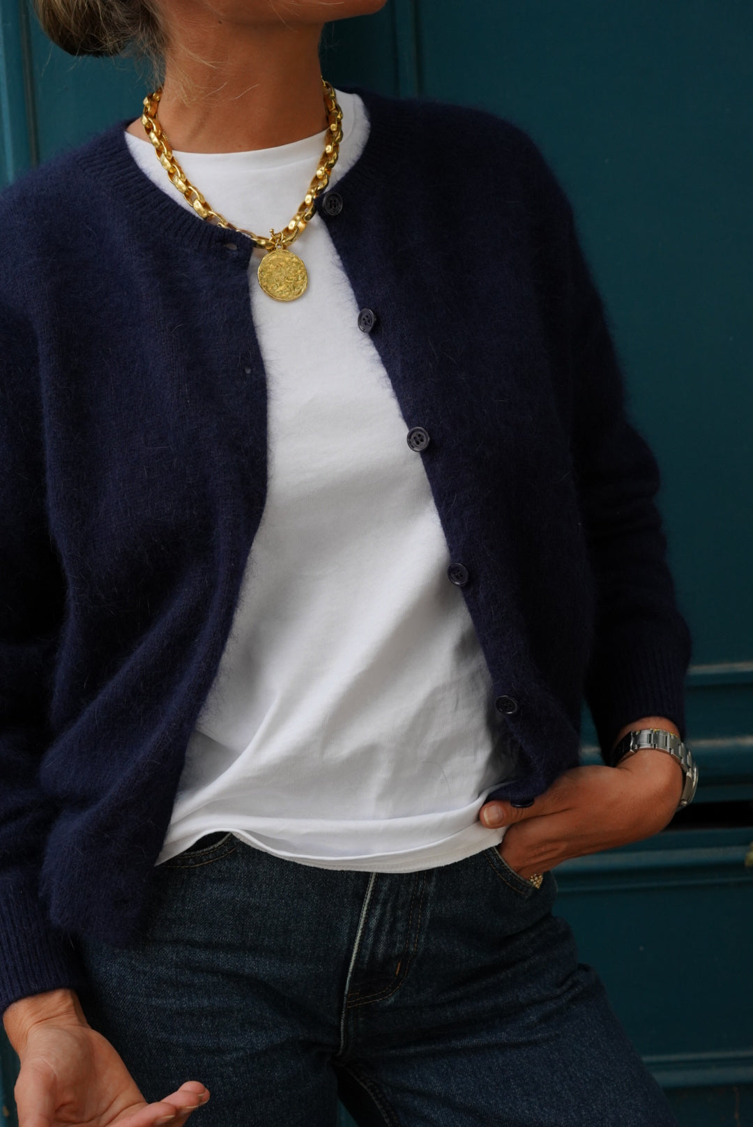 Gilet Ernest angora marine