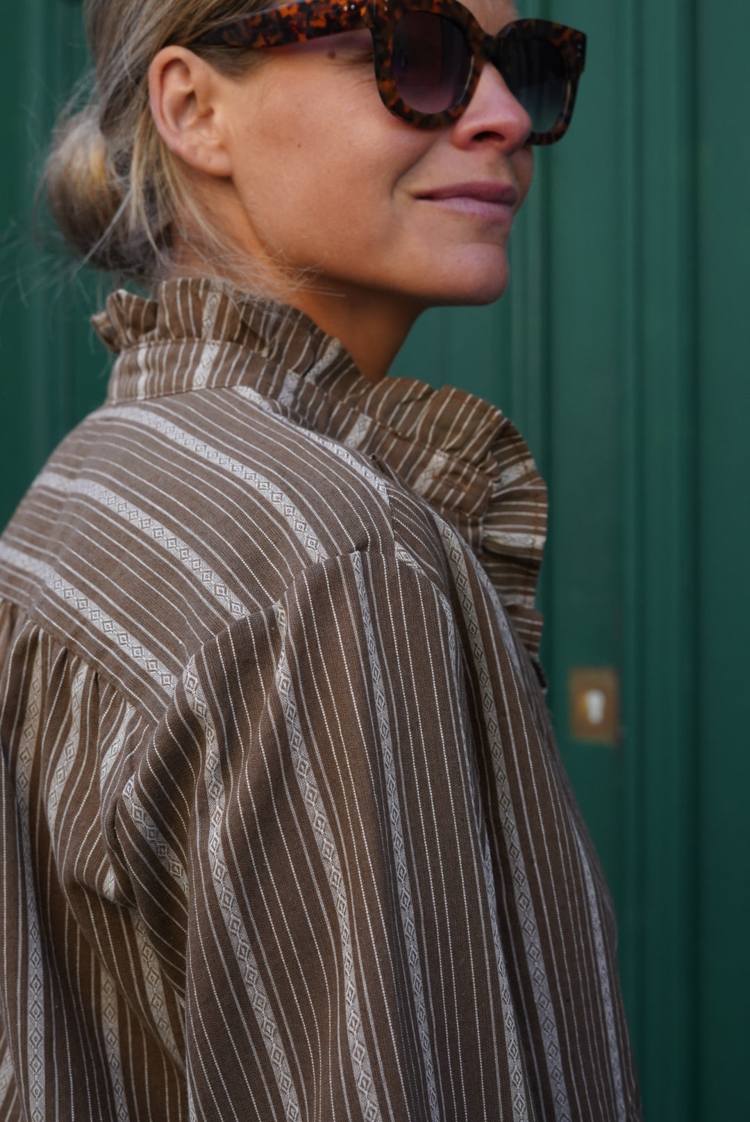 Blouse Sidonie rayure moka/écru