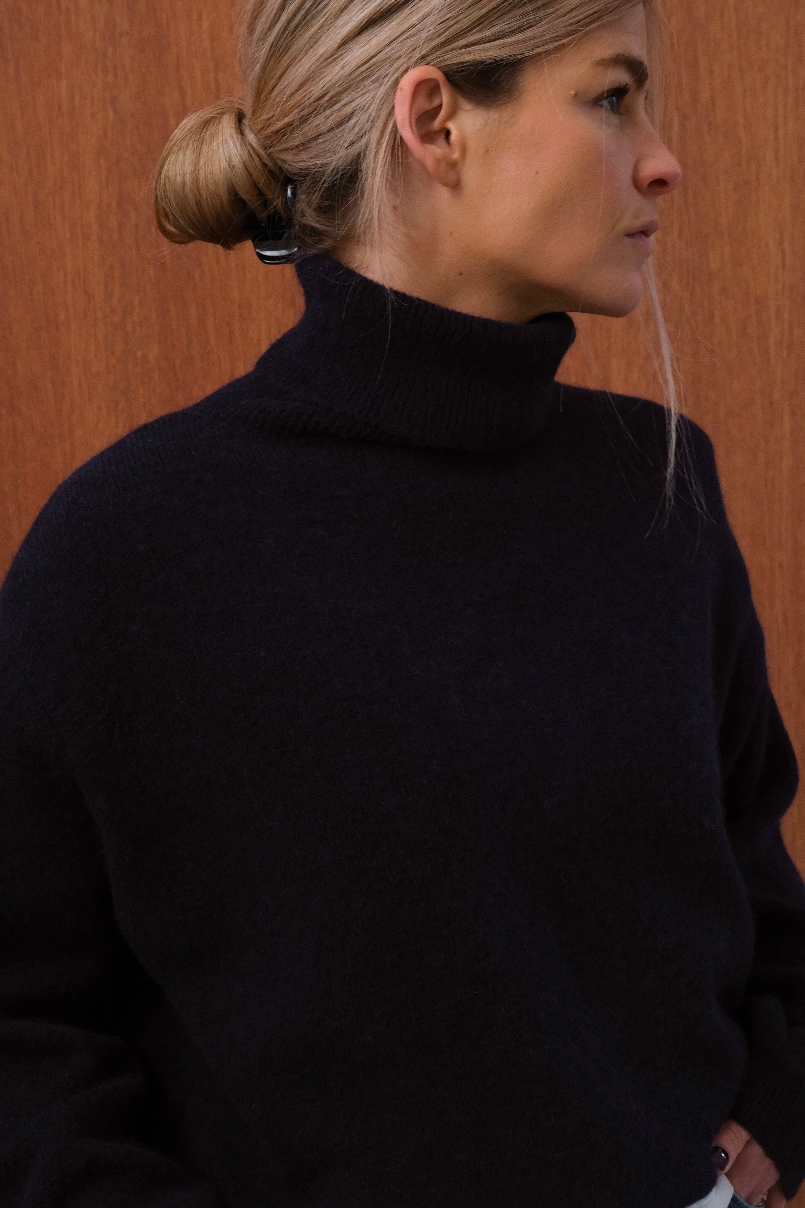 Pull Félix col roulé marine