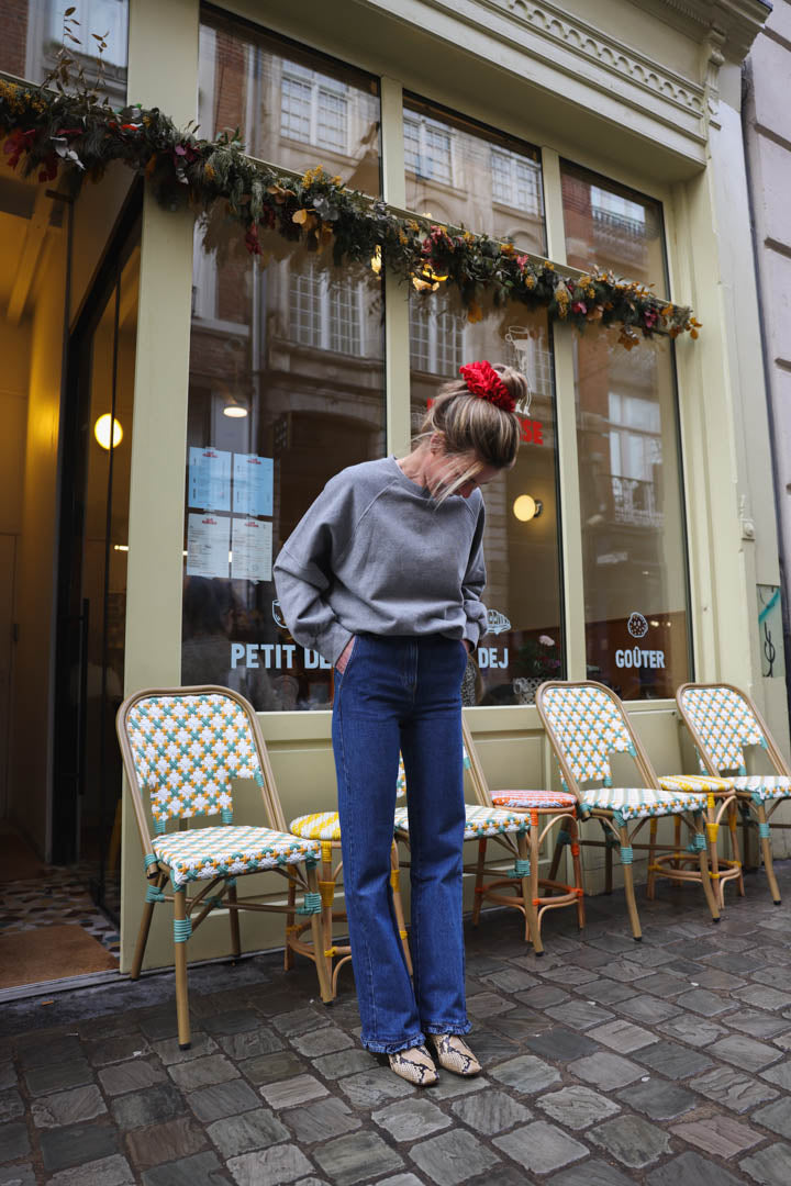 LAZARE ruffle-trim jeans