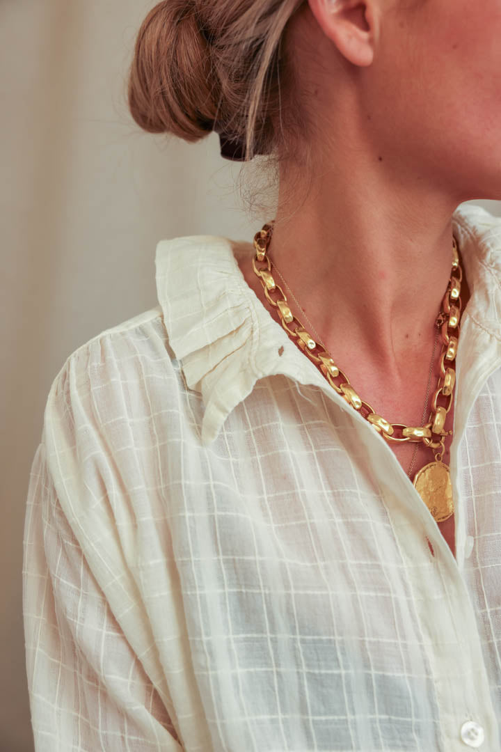 Chemise Aliénor carreaux écru