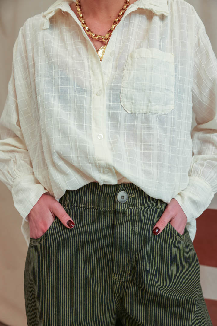 Marceau khaki striped balloon trousers