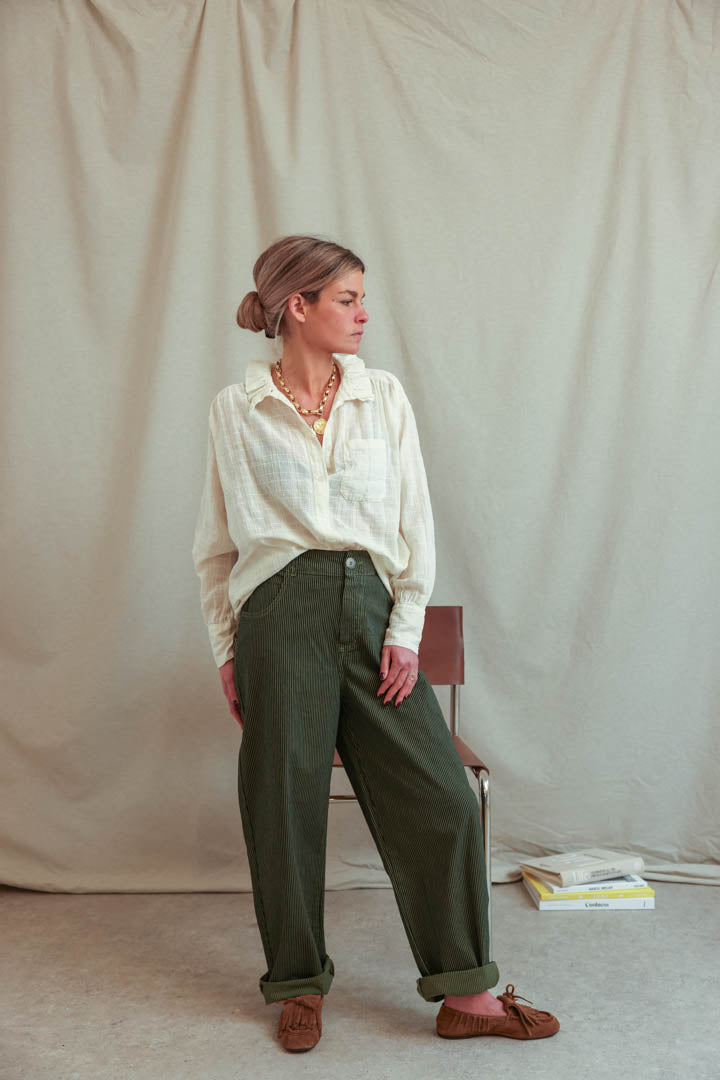 Marceau khaki striped balloon trousers
