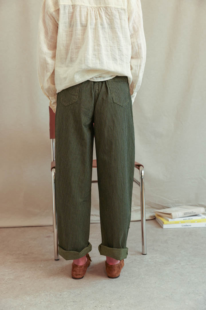 Marceau khaki striped balloon trousers