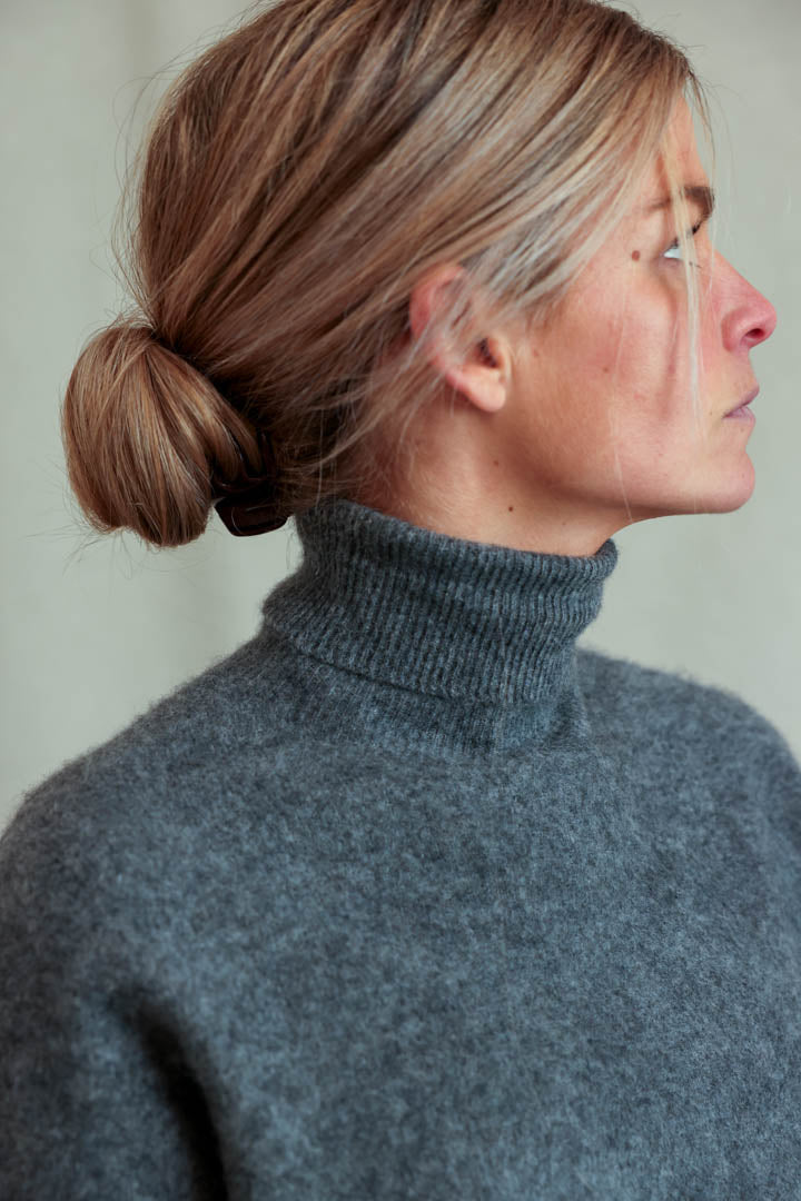 Pull Louison col roulé laine gris