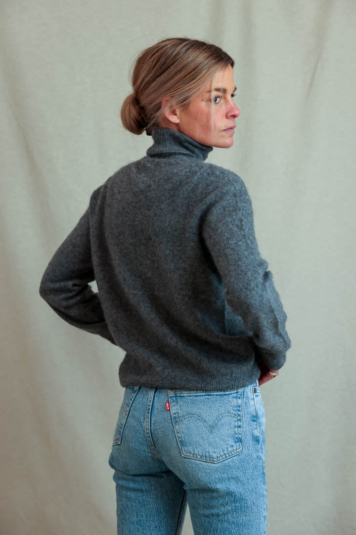 Pull Louison col roulé laine gris