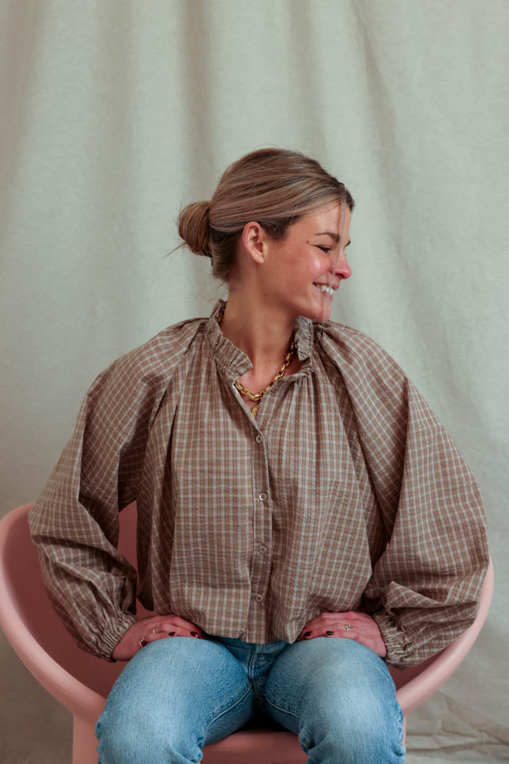 Blouse Capucine carreaux moka