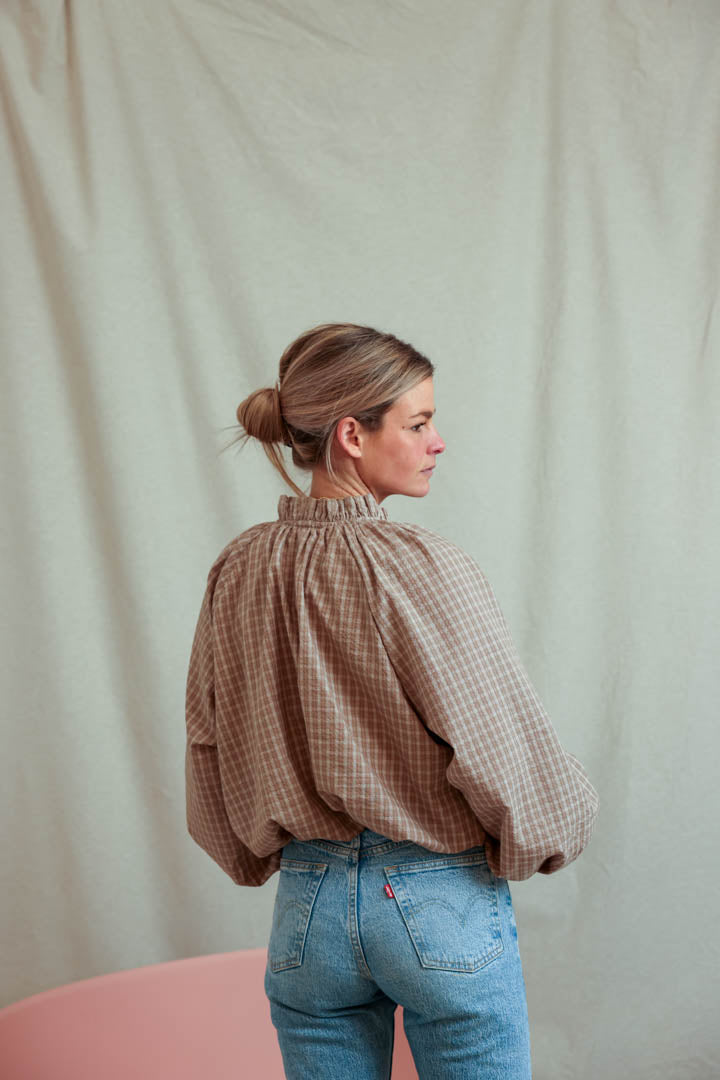 Blouse Capucine carreaux moka