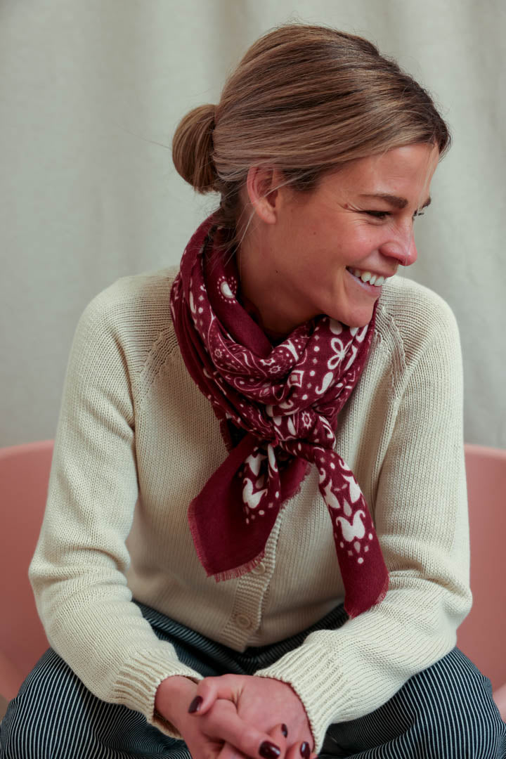 Burgundy bandana scarf