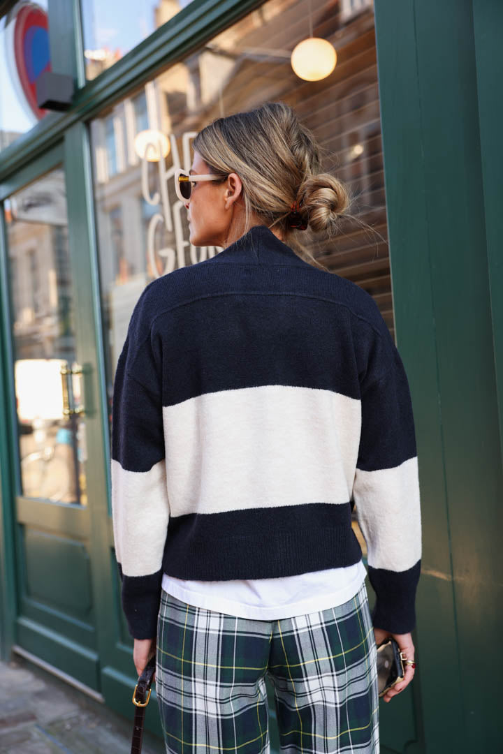 César ecru/navy cardigan