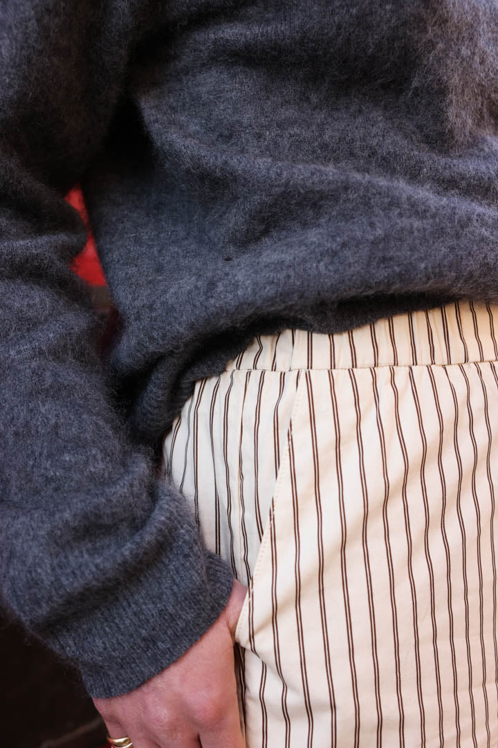 Noah Ecru/Chocolate stripe pants