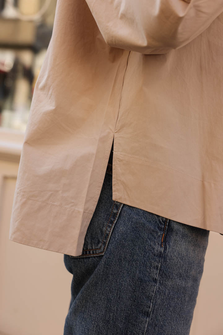 Victoire beige mandarin collar blouse