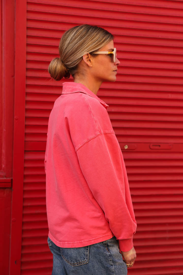 Polo Aristide rouge délavé