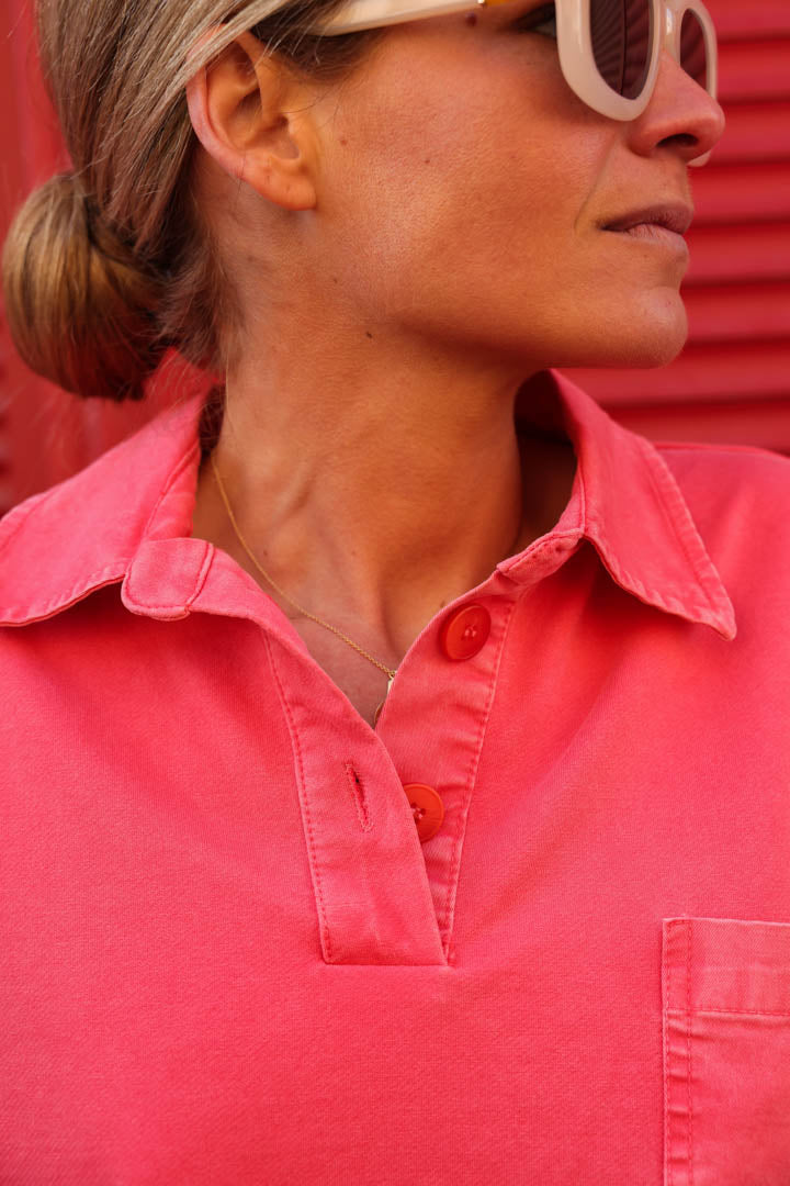 Polo Aristide rouge délavé