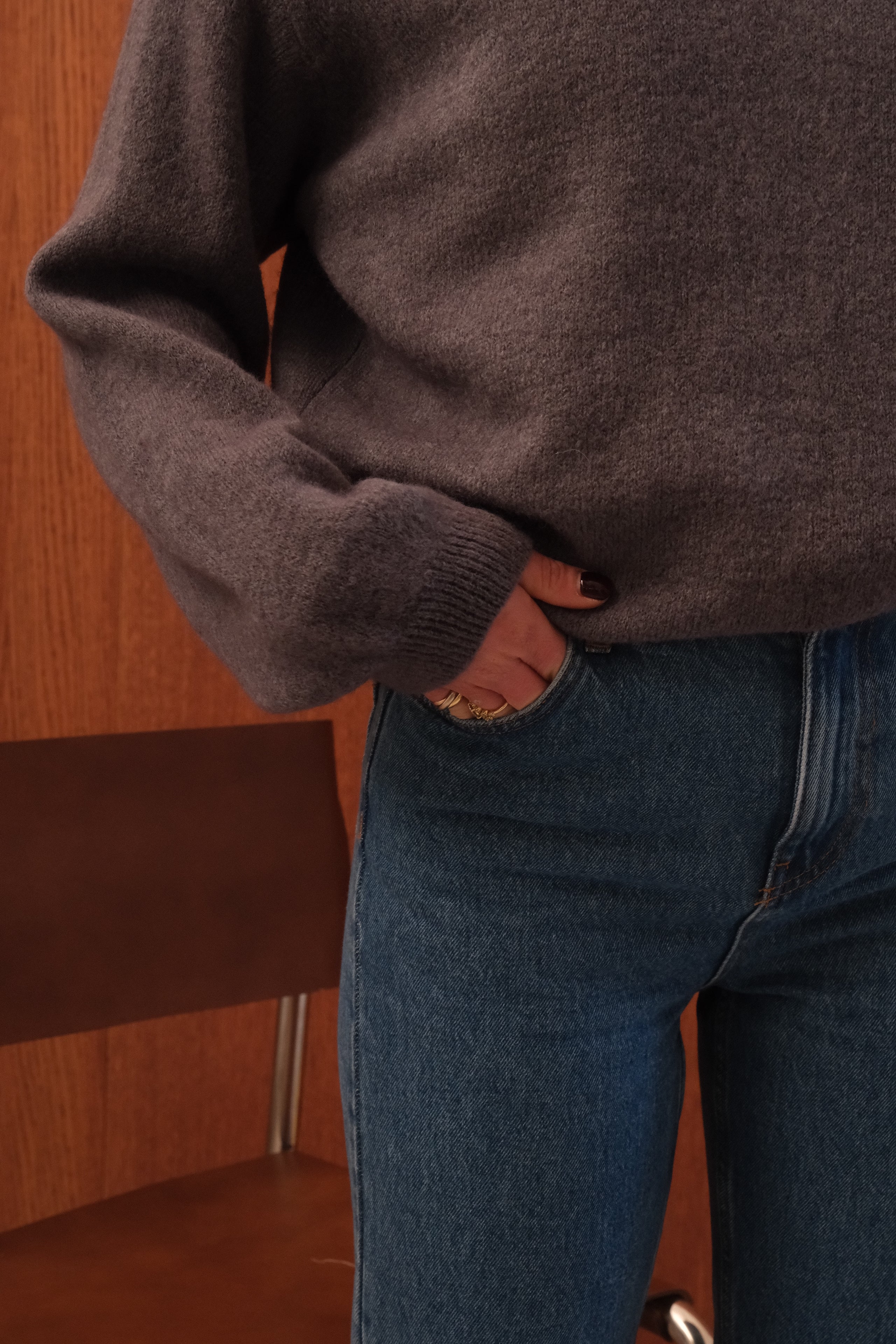 Pull Félix col roulé gris