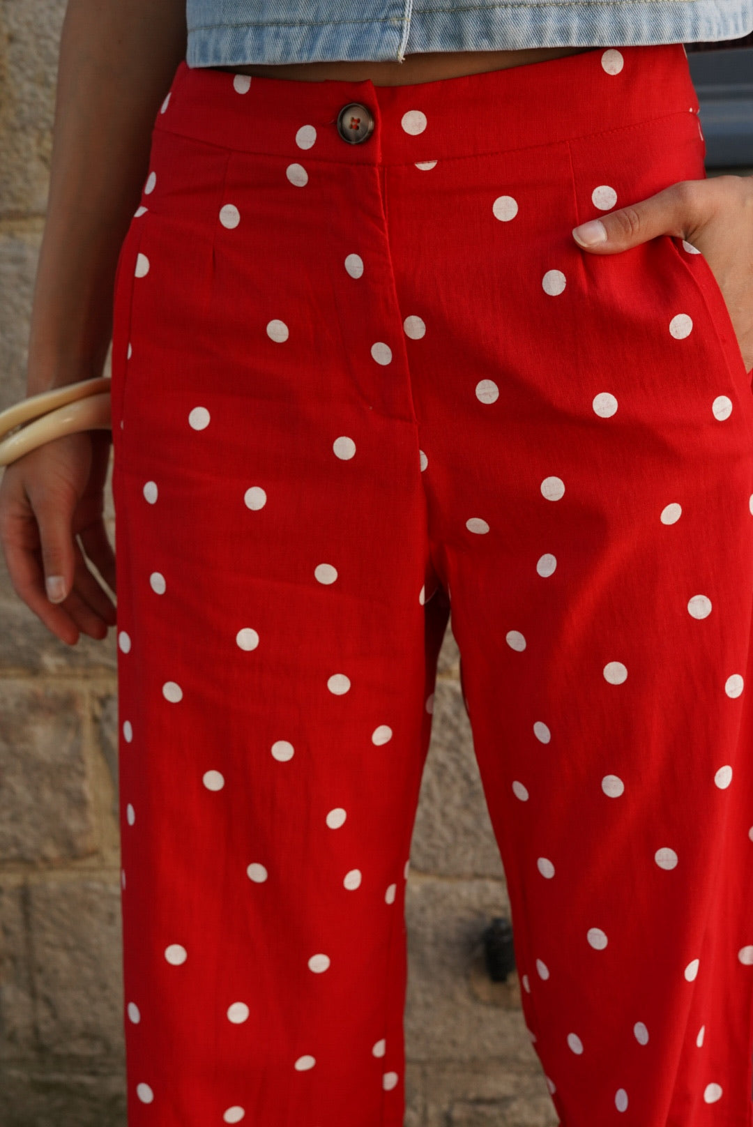 Pantalon Constant pois rouge