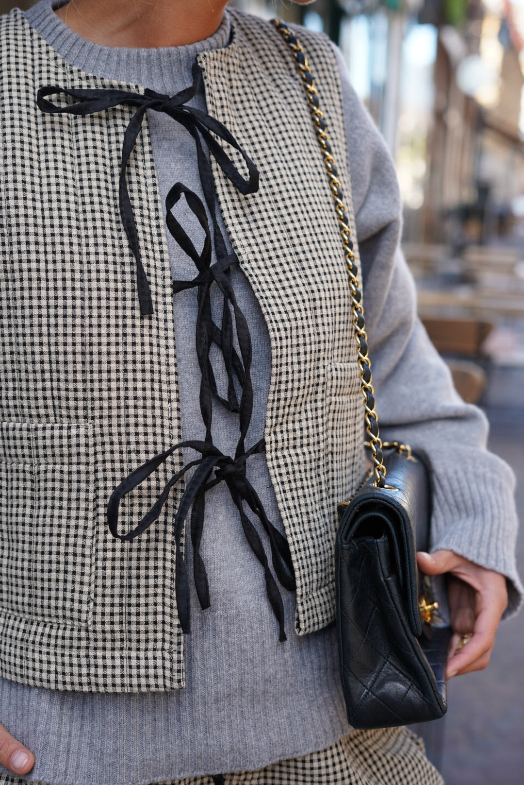 Gilet sans manche Arsène vichy beige